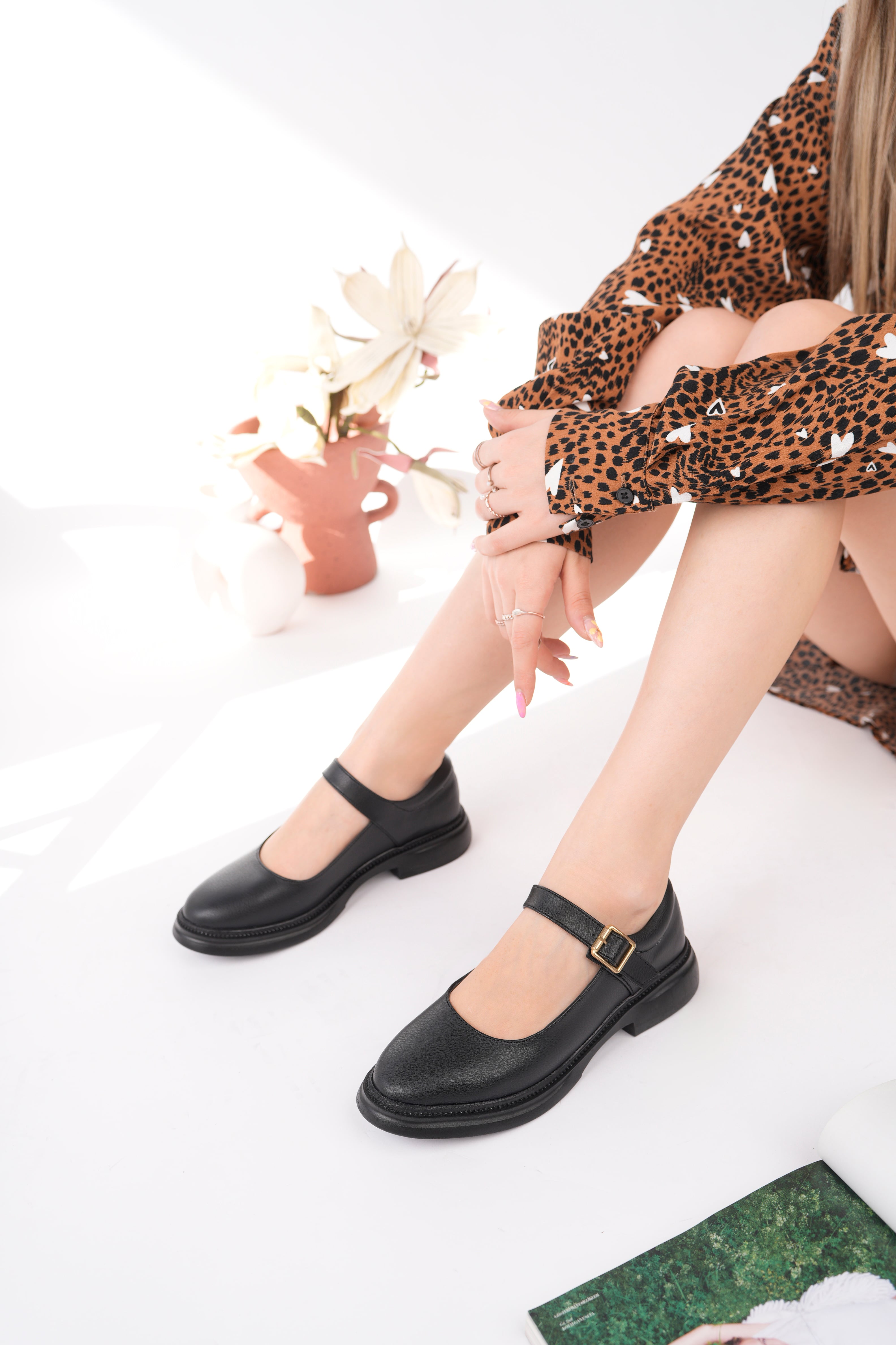 MHD-466 Kemerli Düz Taban Loafer - SİYAH