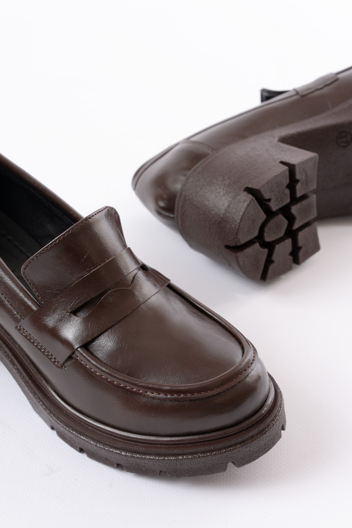 Auren Kalın Topuklu Loafer - KAHVE