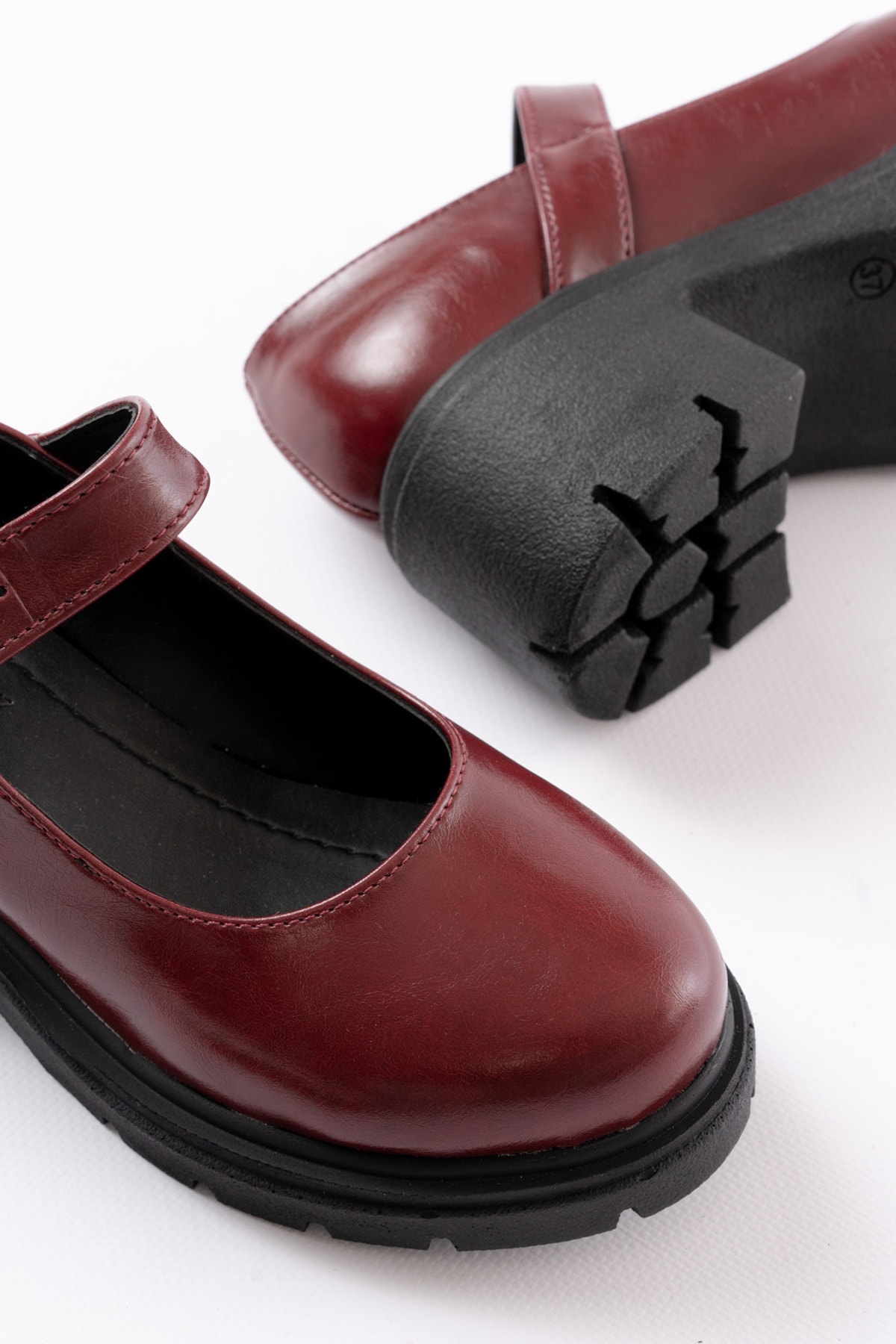 Elowen Kalın Topuk Kemerli Loafer - BORDO
