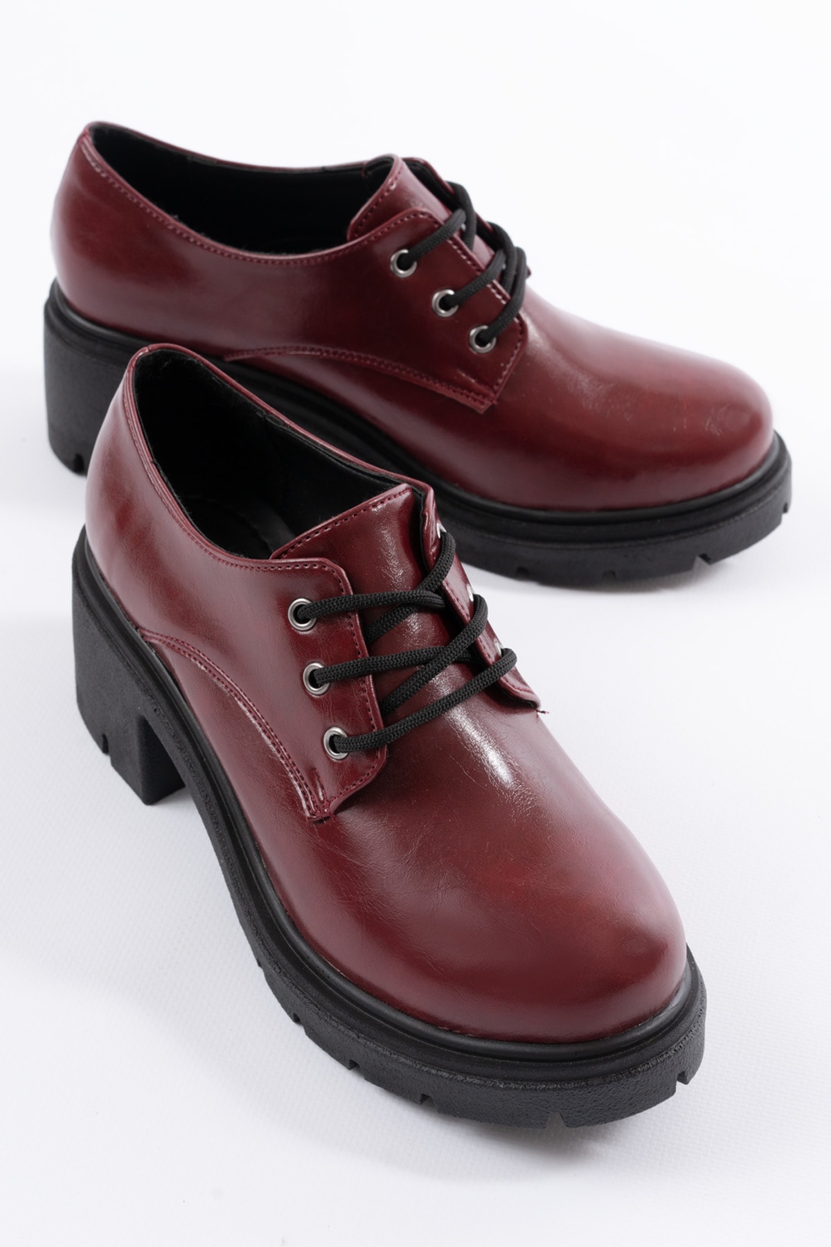 Lewis Kalın Topuk Bağlı Loafer - BORDO