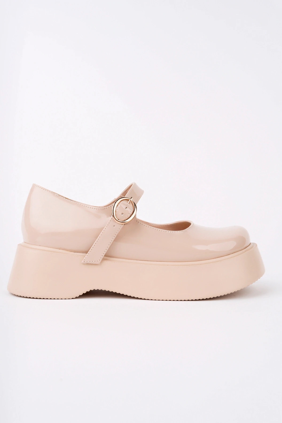 SMR-4022 Kemerli Kalın Taban Loafer - BEJ RUGAN