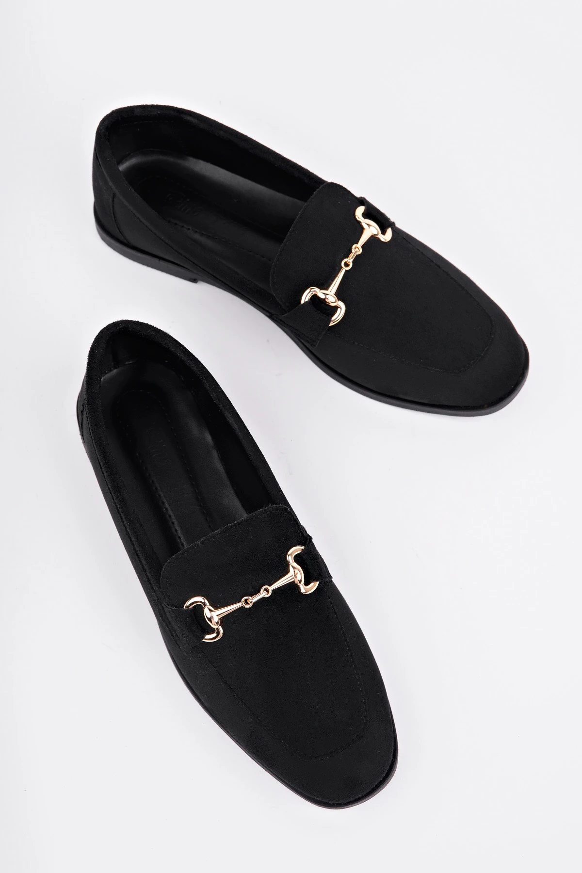 CNG-A3 Düz Taban Tokalı Babet - SİYAH SÜET