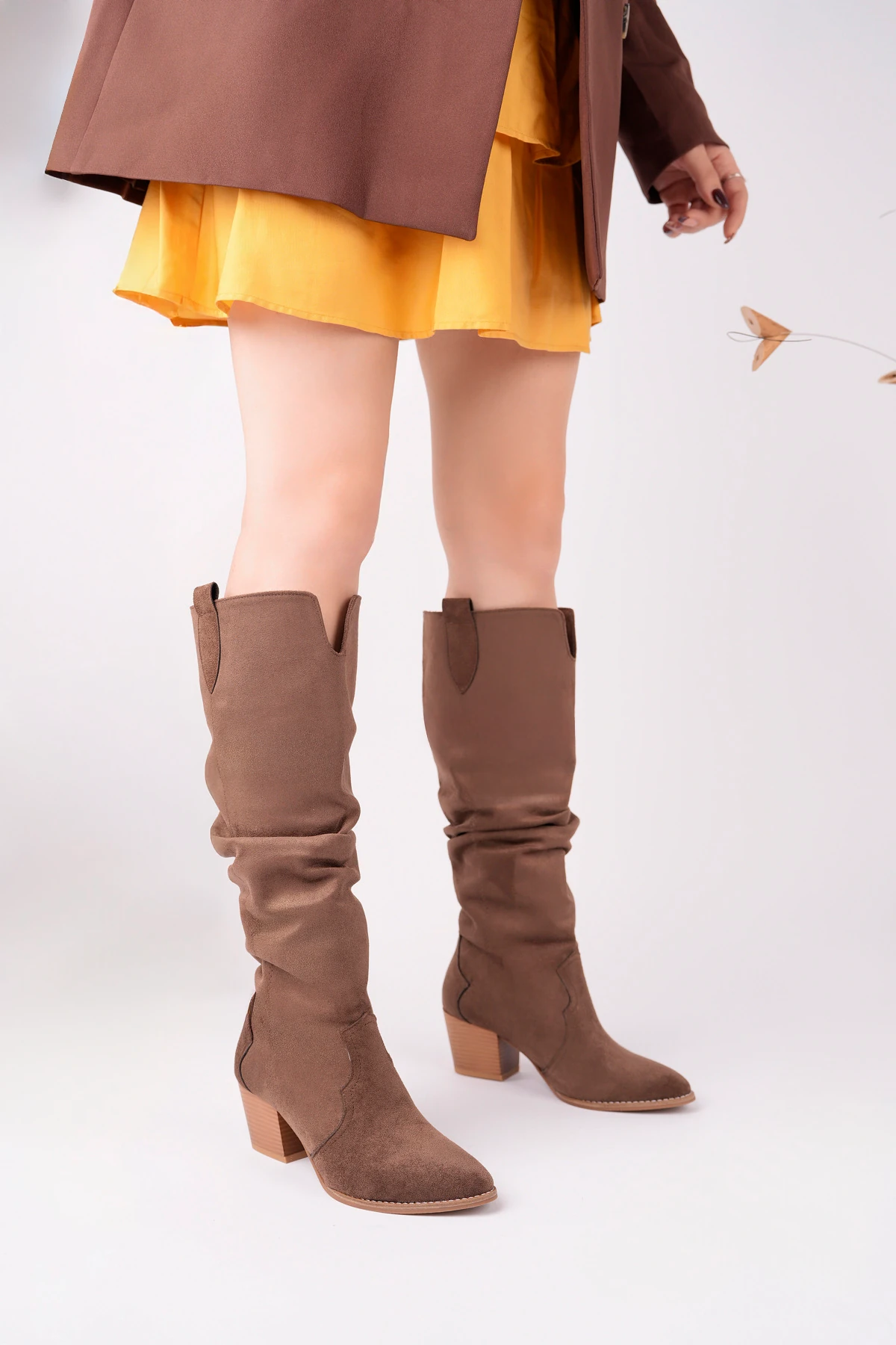 CNG-401 Kalın Topuk Körüklü Uzun Çizme