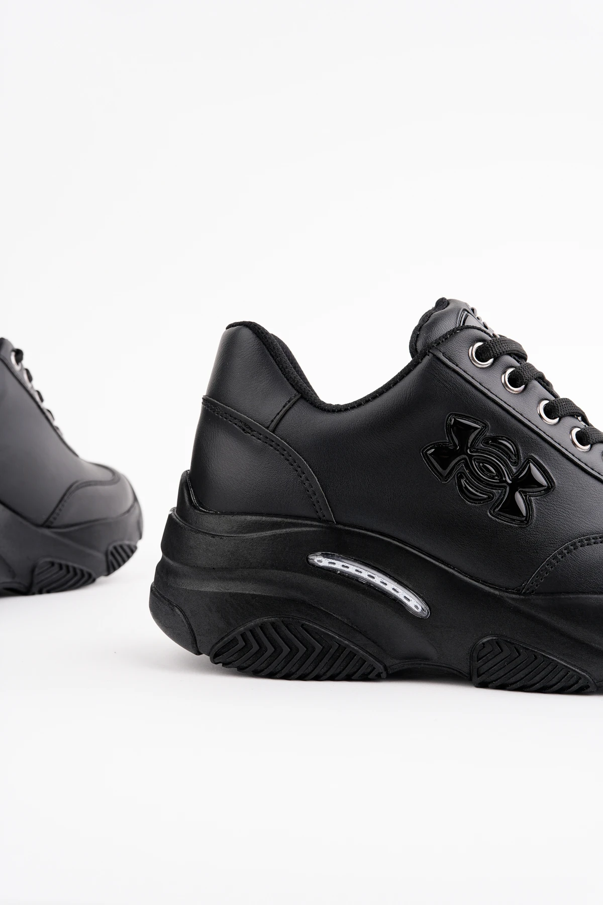 DNR-517 Kalın Taban Bağcıklı Spor - SİYAH