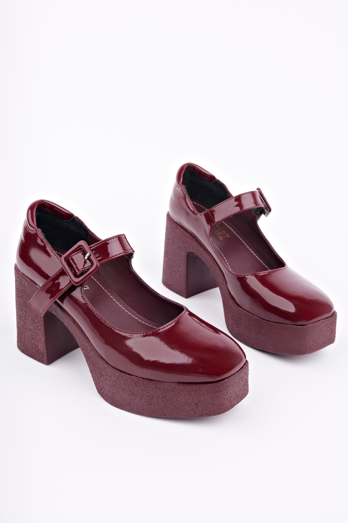 SMR-3262 Kalın Topuklu Loafer - BORDO RUGAN