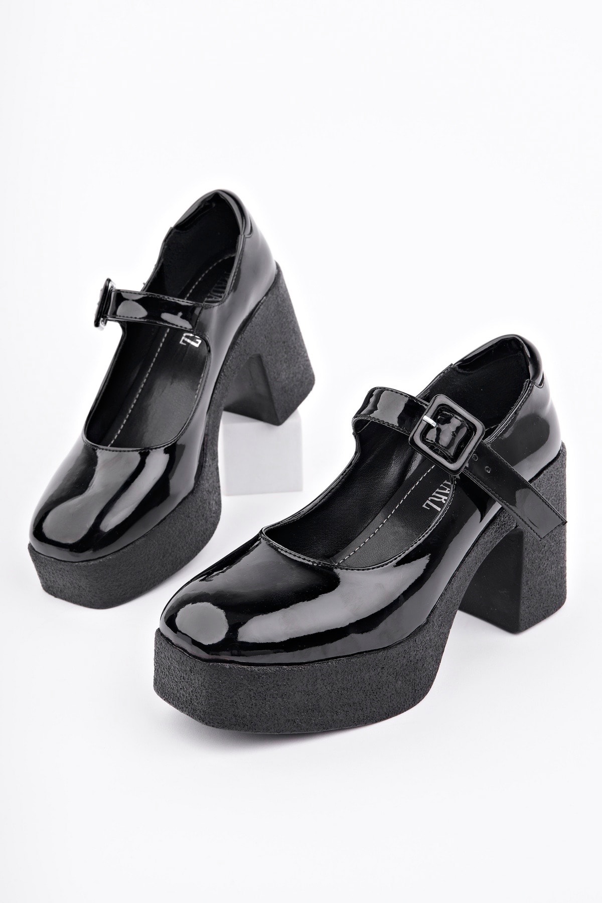 SMR-3262 Kalın Topuklu Loafer - SİYAH RUGAN