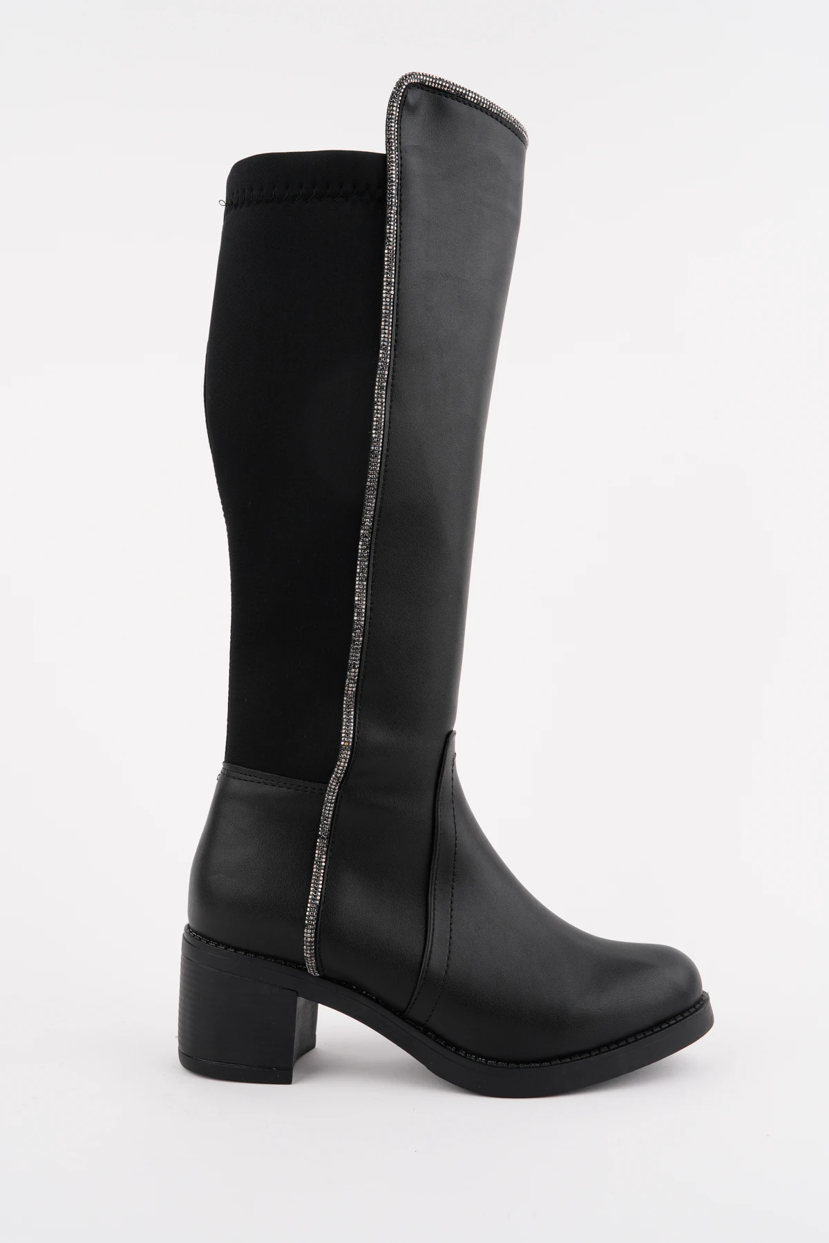 BLN-708 Kalın Topuk Streç Taşlı Çizme