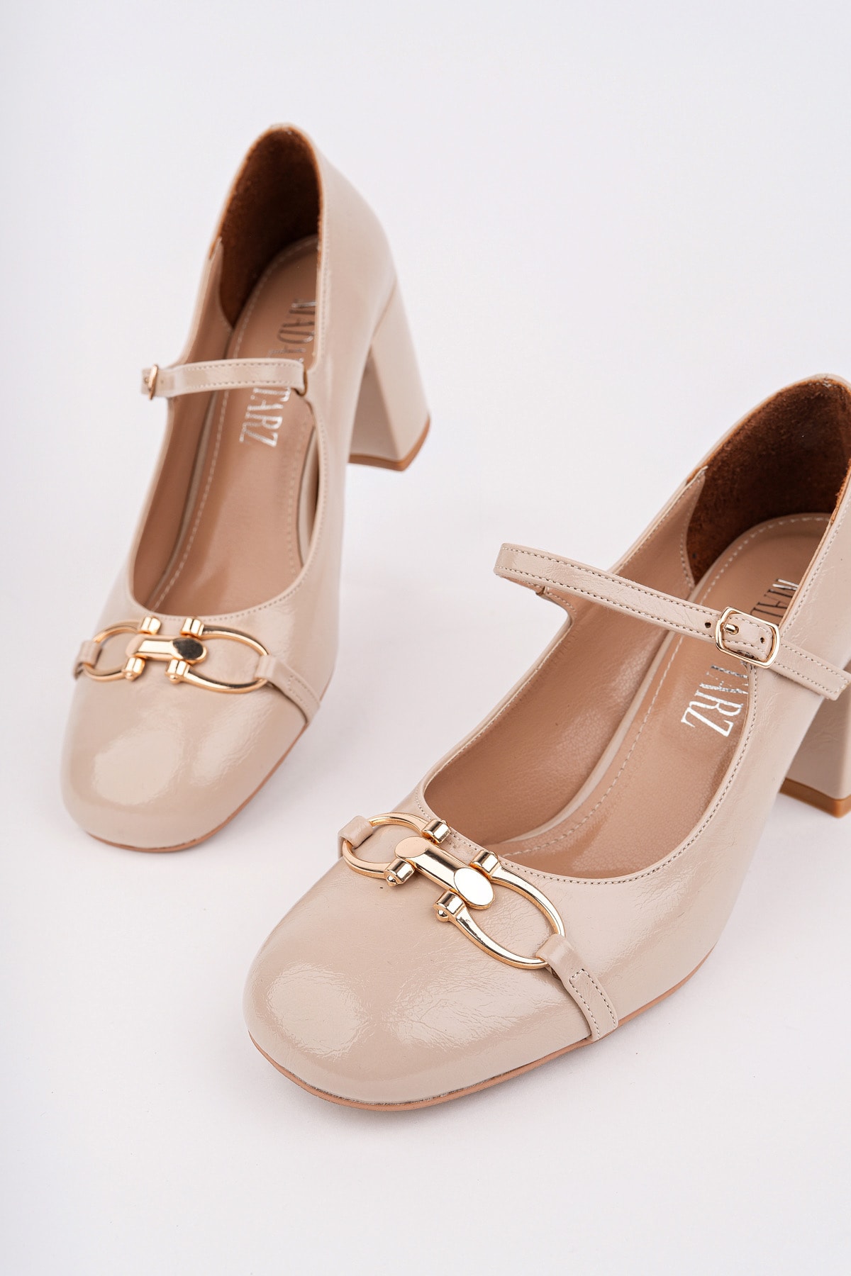 RCP-8803 Tokalı KalınTopuk Loafer - BEJ