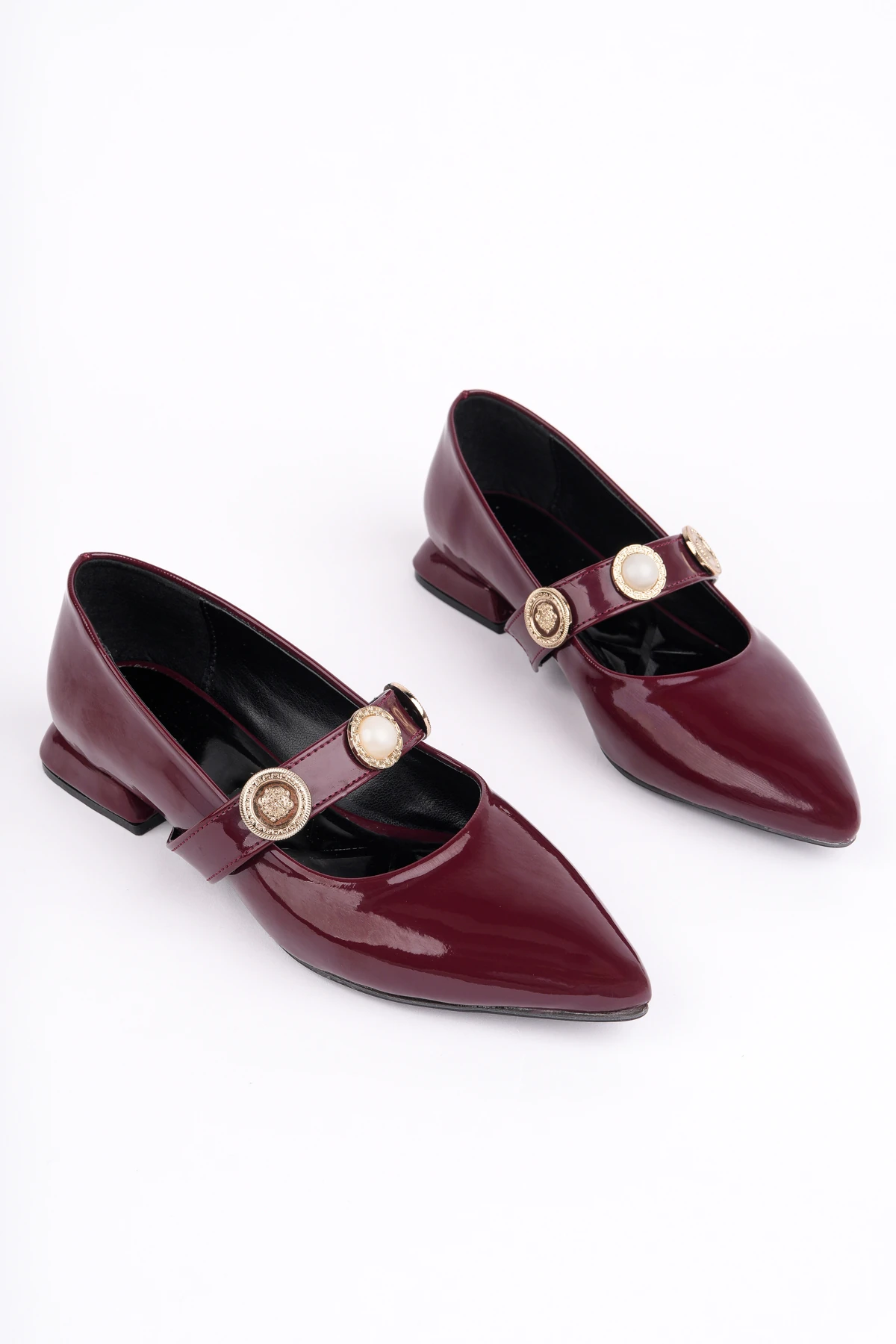 William İnci Tokalı Kemerli Babet - BORDO RUGAN