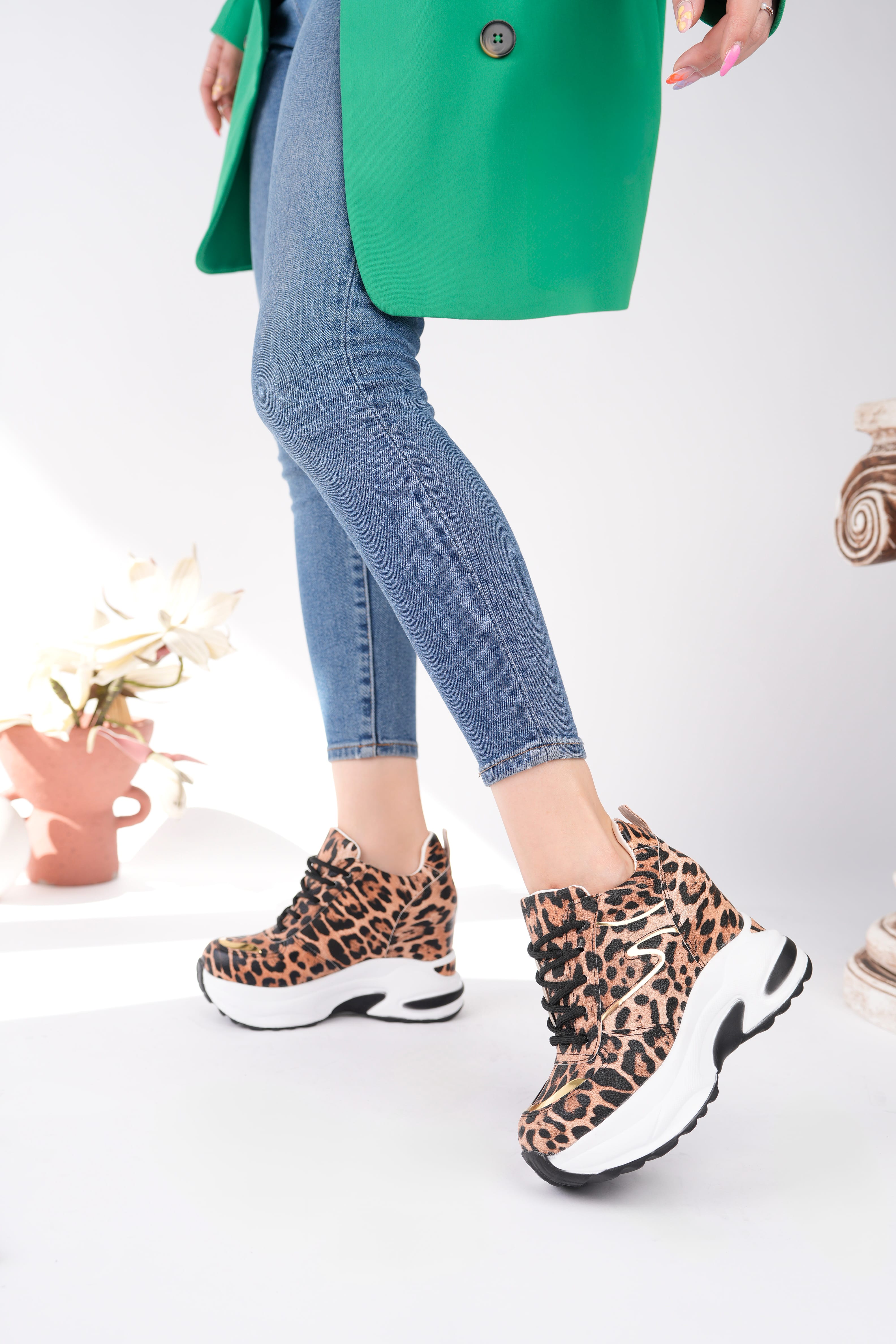 Talia Bağcıklı Gizli Topuk Spor - LEOPAR
