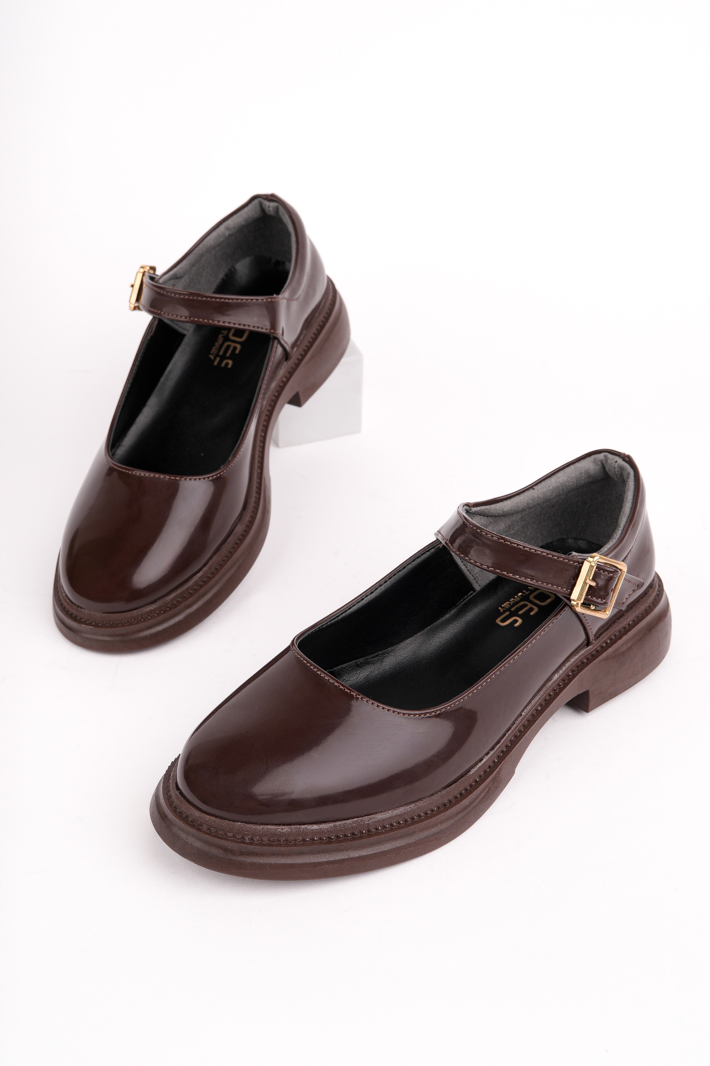 MHD-466 Kemerli Düz Taban Loafer - KAHVE RUGAN