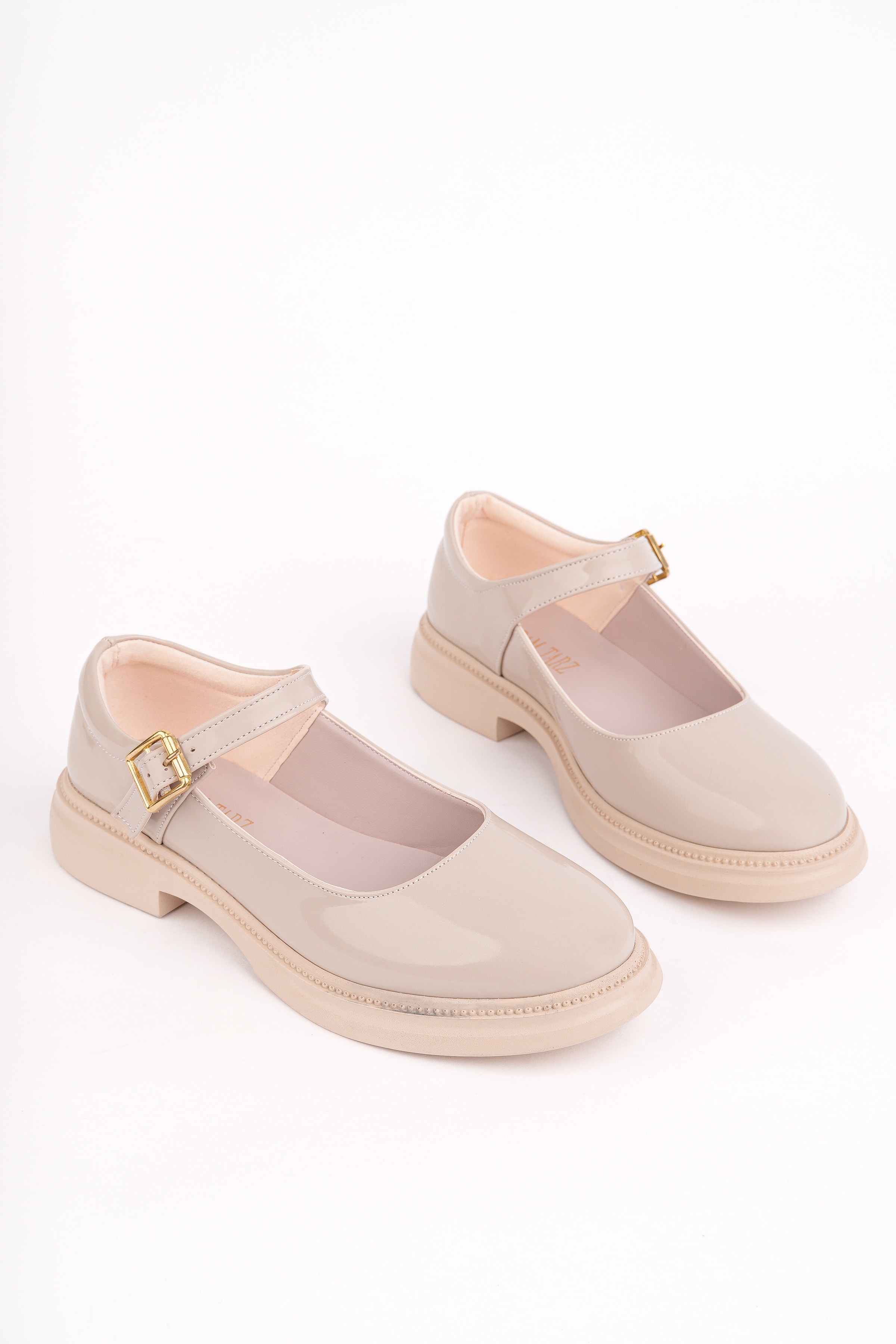 MHD-466 Kemerli Düz Taban Loafer - BEJ RUGAN