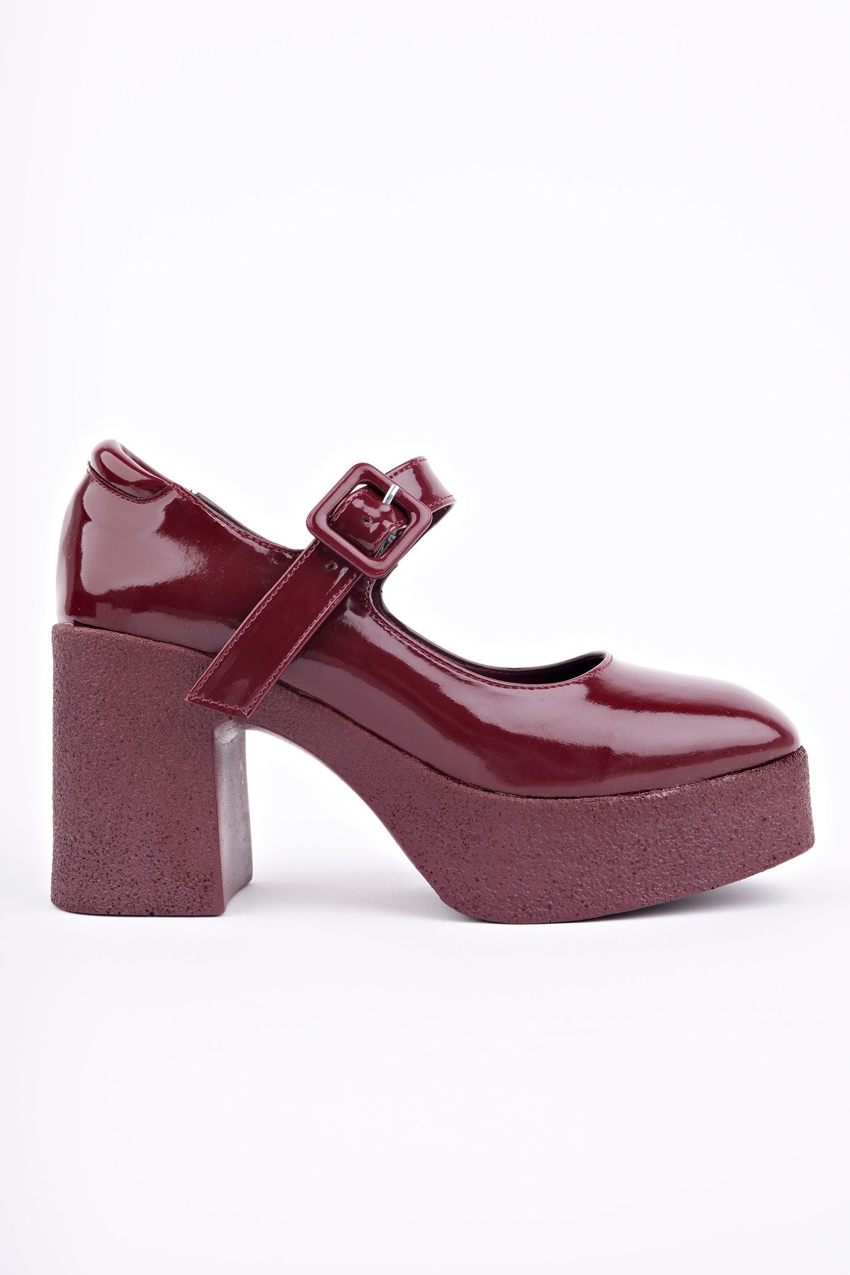 SMR-3262 Kalın Topuklu Loafer - BORDO RUGAN