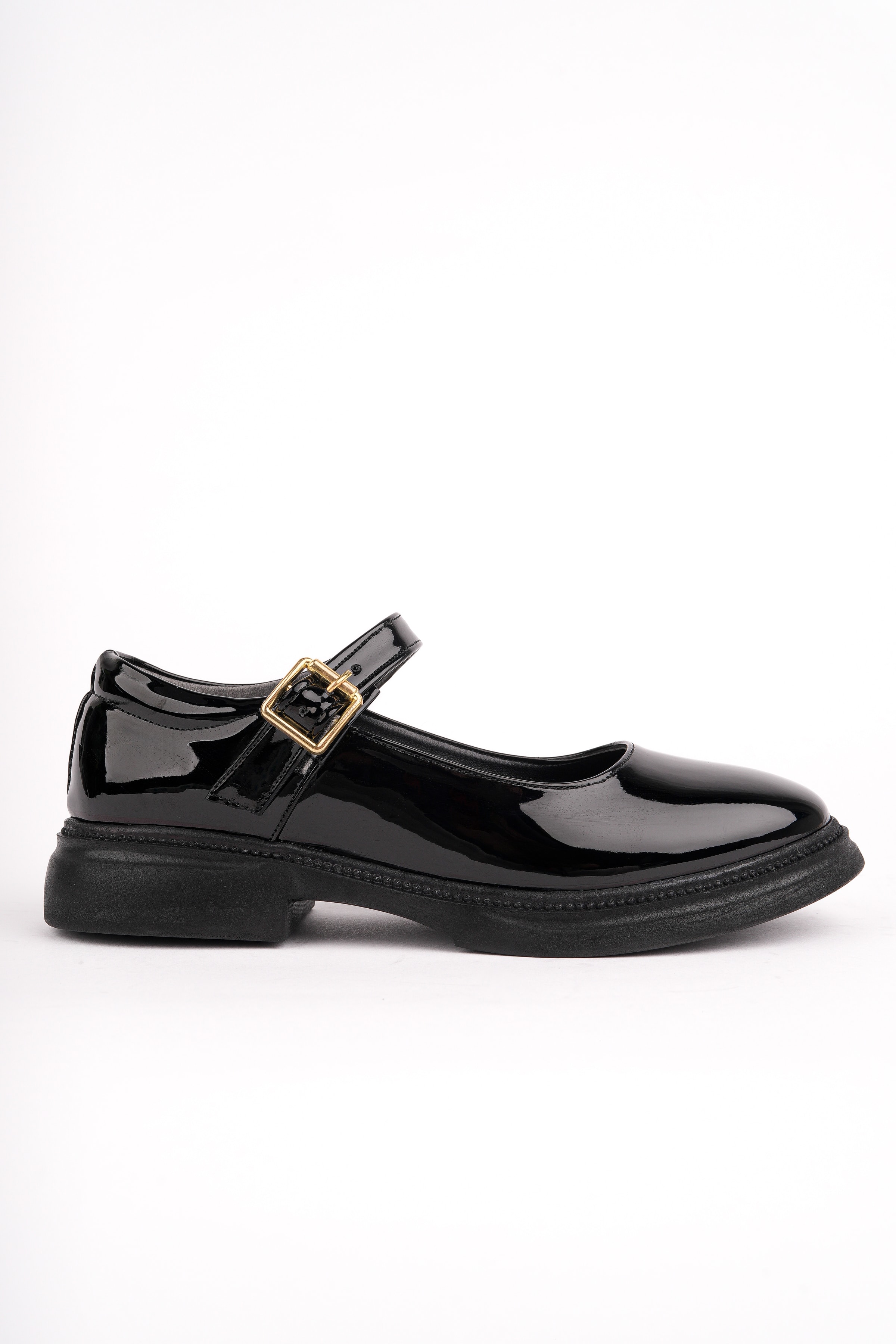 MHD-466 Kemerli Düz Taban Loafer - SİYAH RUGAN