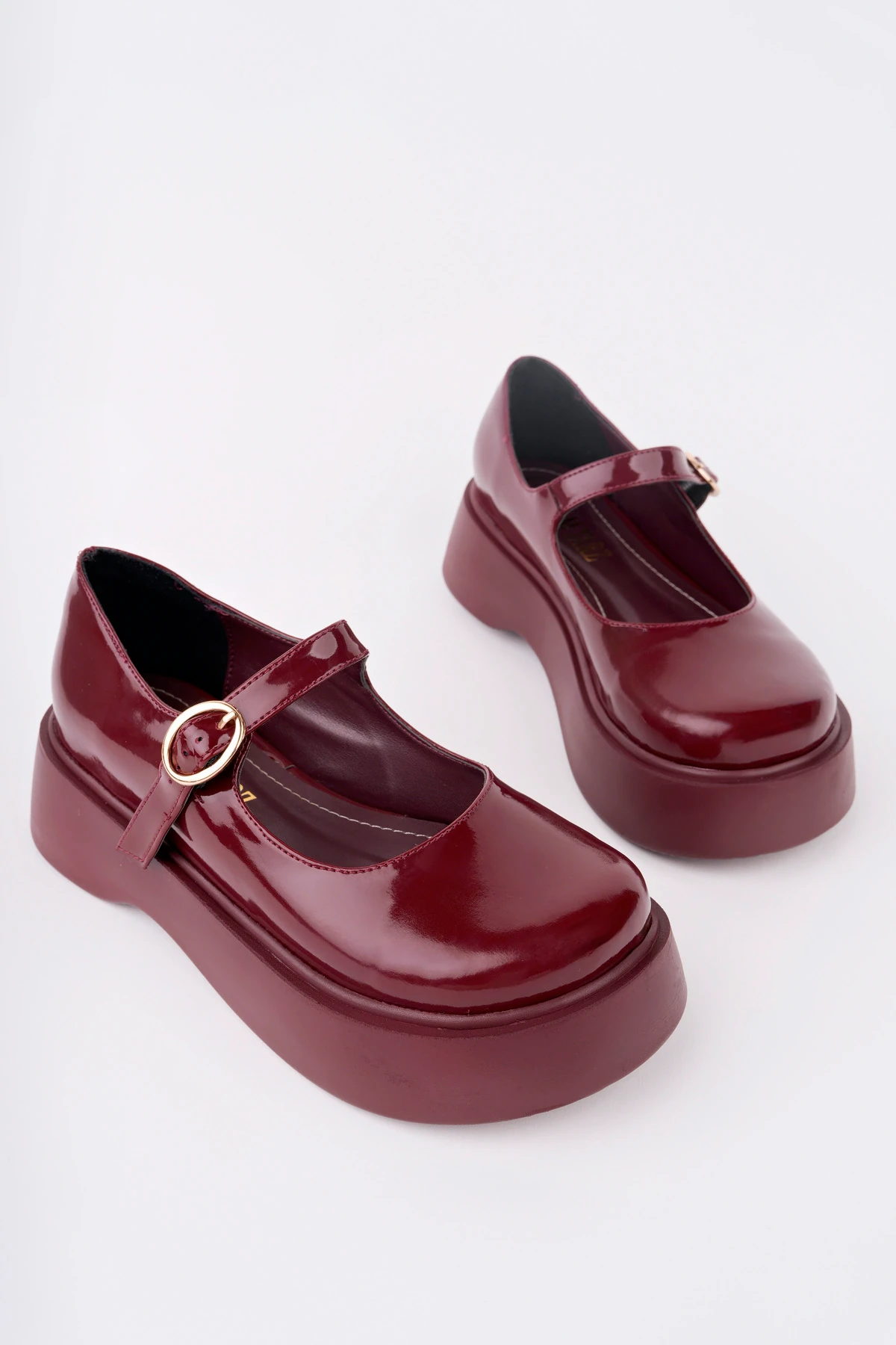 SMR-4022 Kemerli Kalın Taban Loafer - BORDO RUGAN