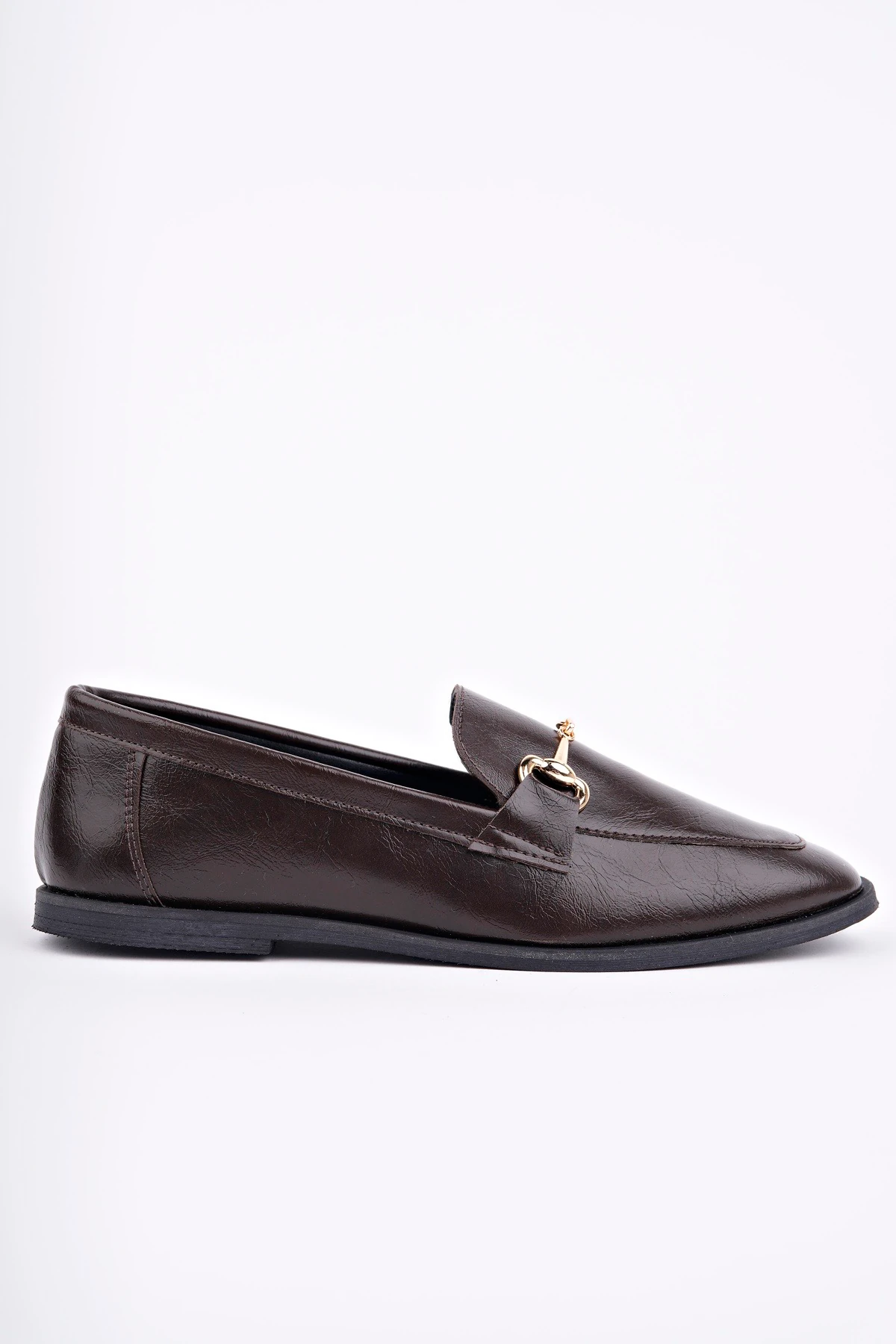 CNG-A3 Düz Taban Tokalı Babet - KAHVE