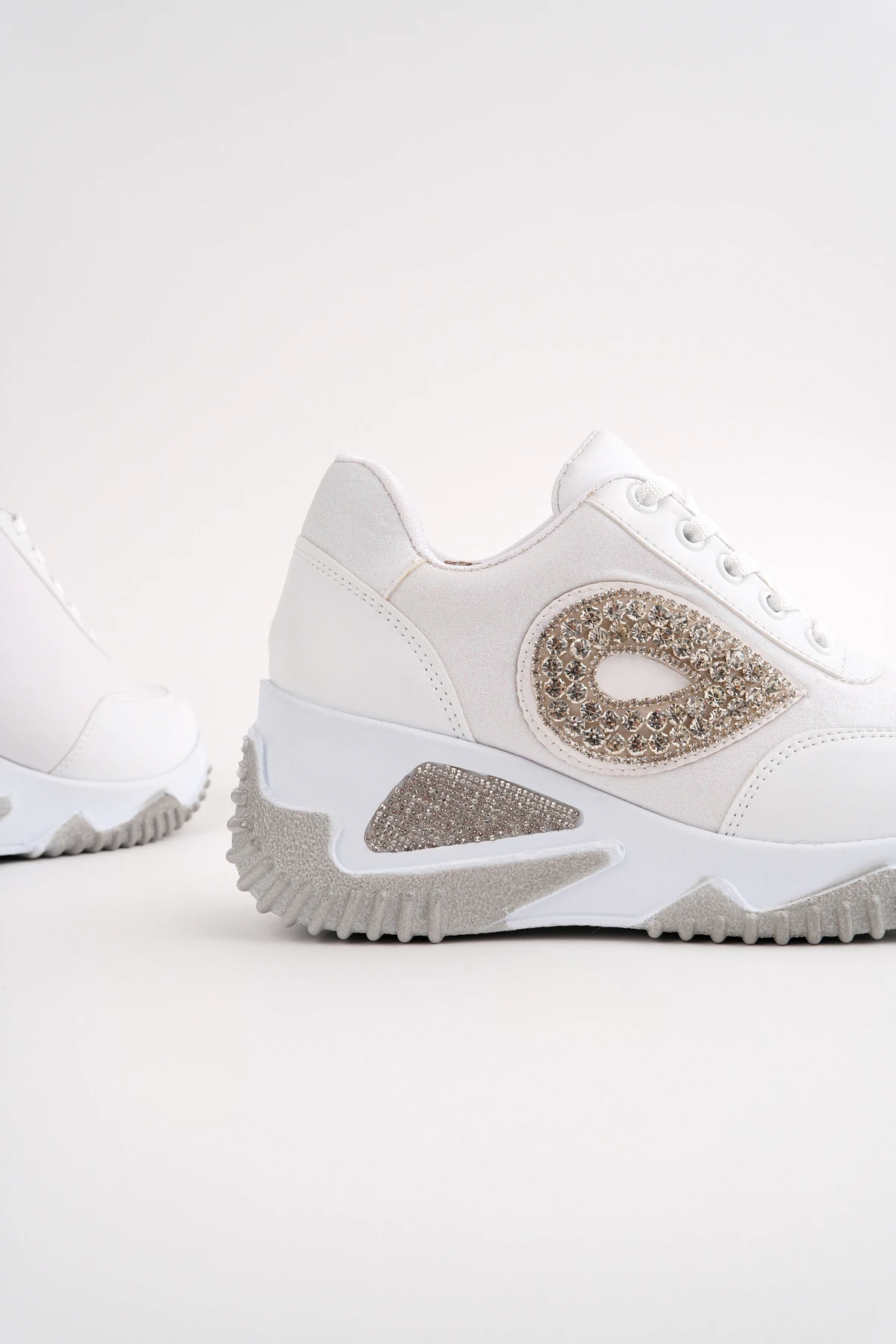 DNR-613 Kalın Taban Simli Taşlı Spor