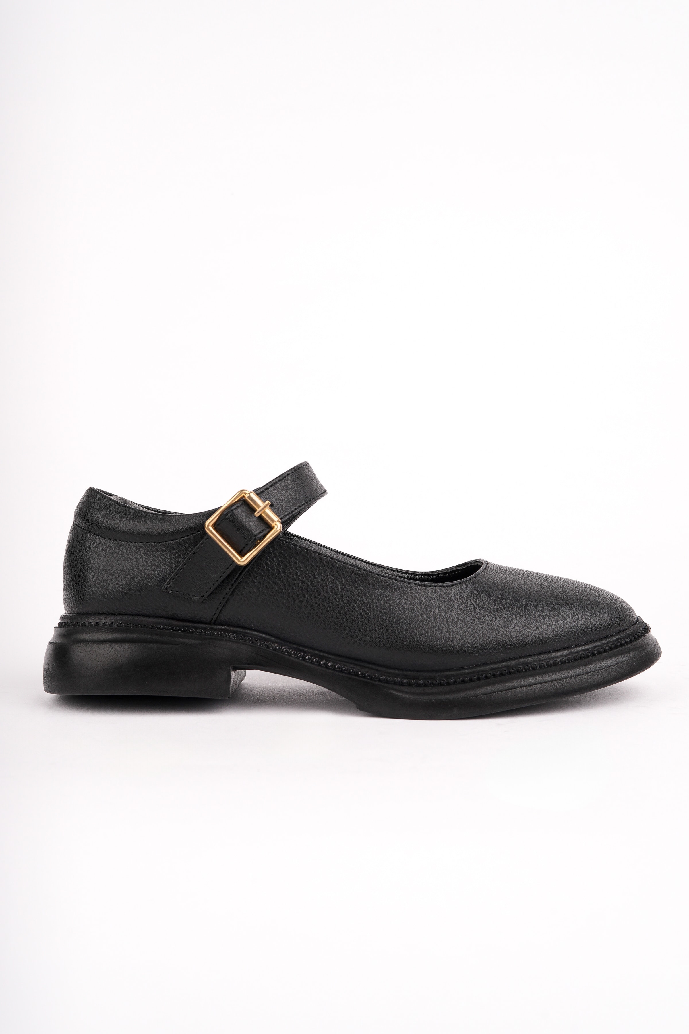 MHD-466 Kemerli Düz Taban Loafer - SİYAH