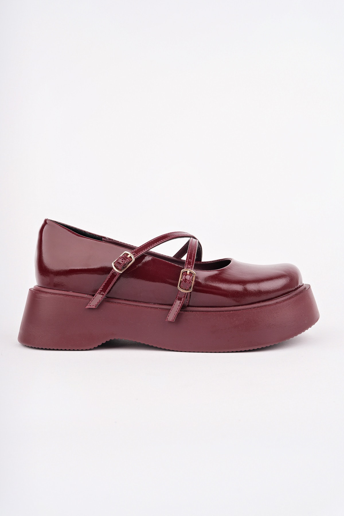 SMR-4021 İnce Kemer Kalın Taban Loafer - BORDO