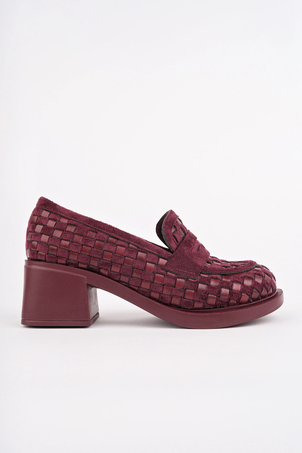 RCP-8107 Kare Kumaş Kalın Topuk Loafer