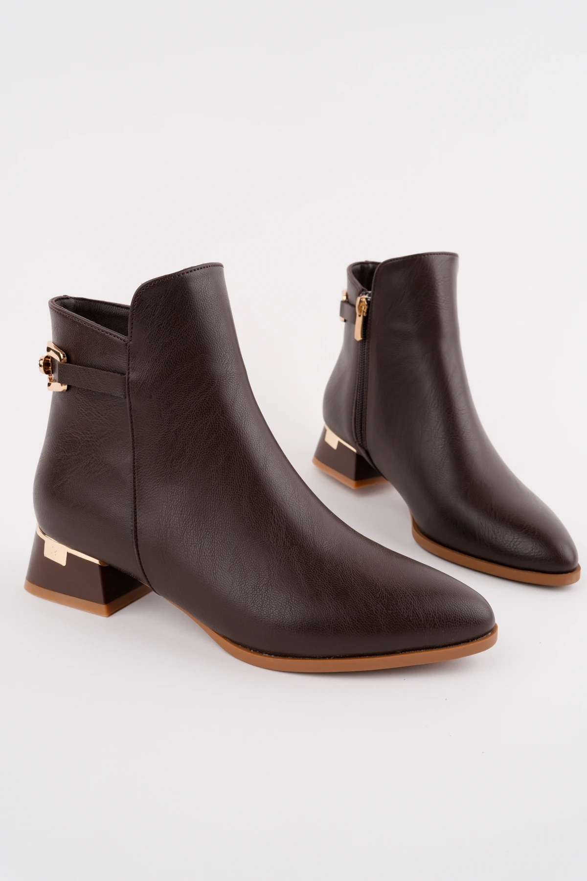 DNZ-102 Kemer Detaylı Kısa Topuk Bot