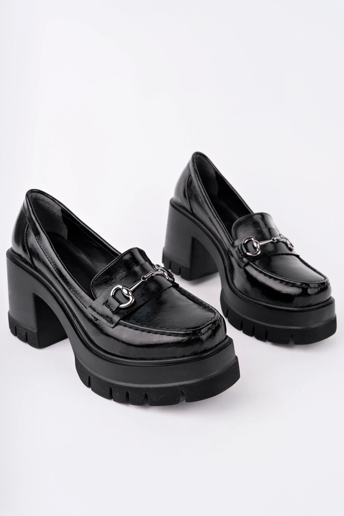 BLN-403 Kalın Topuk Toka Detaylı Loafer - SİYAH