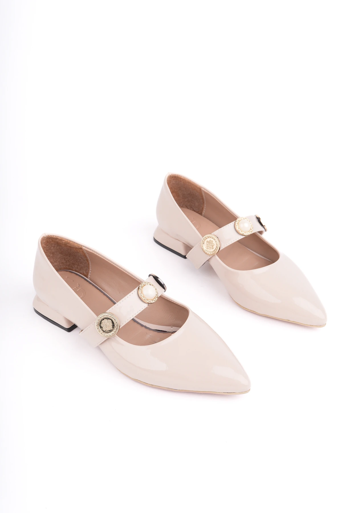 William İnci Tokalı Kemerli Babet - BEJ RUGAN