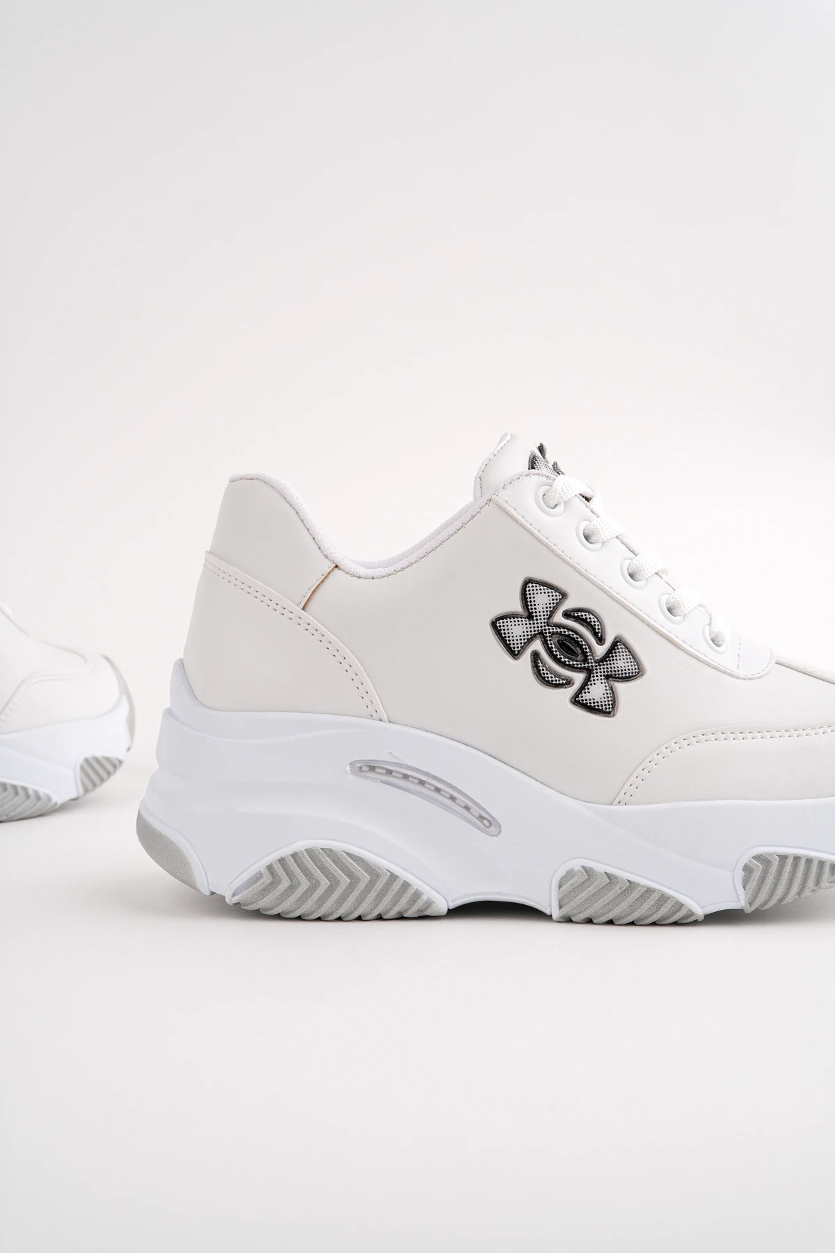 DNR-517 Kalın Taban Bağcıklı Spor - BEYAZ