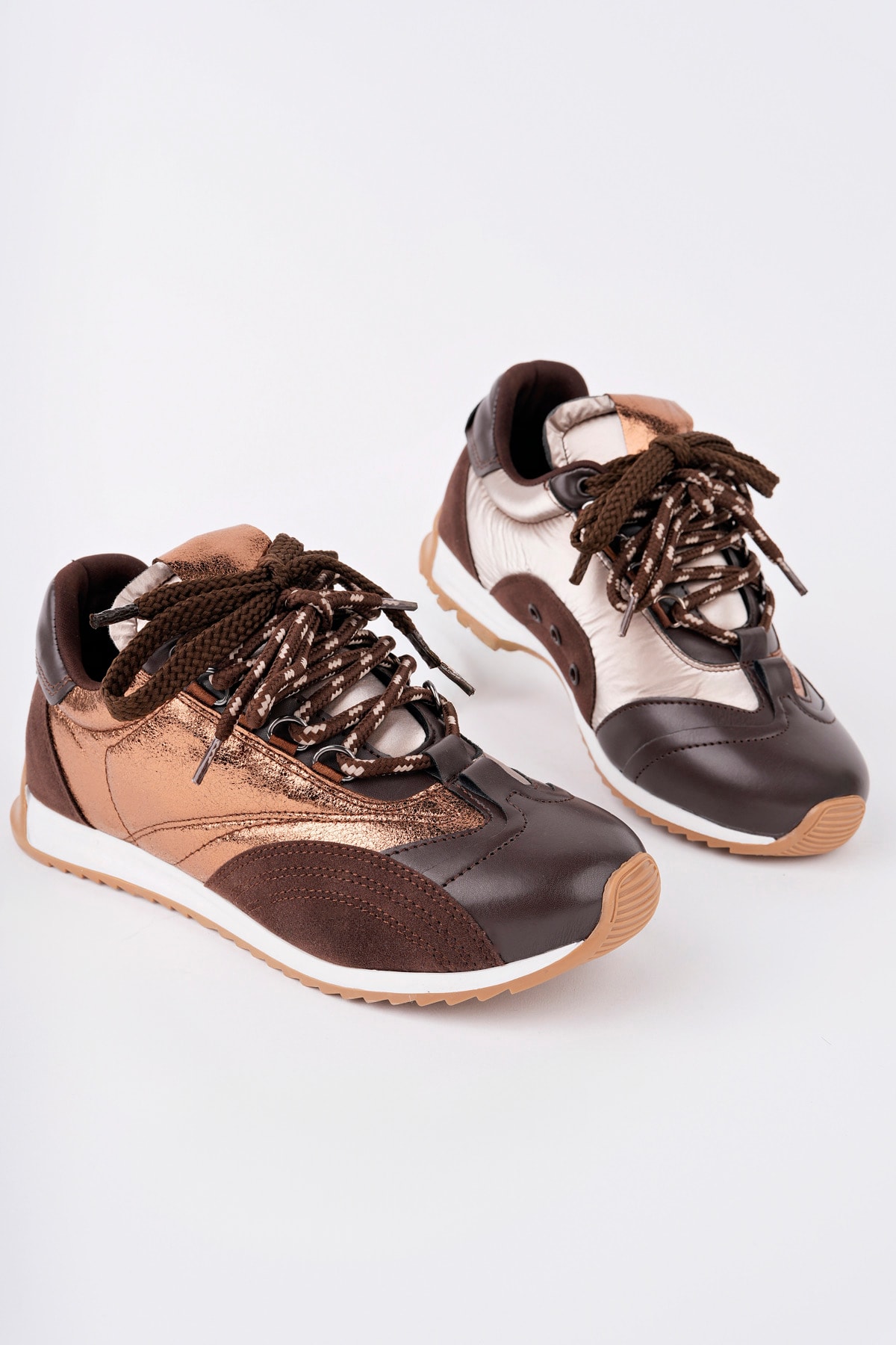 PRS-186 Bağcıklı Düz Taban Spor - KAHVE