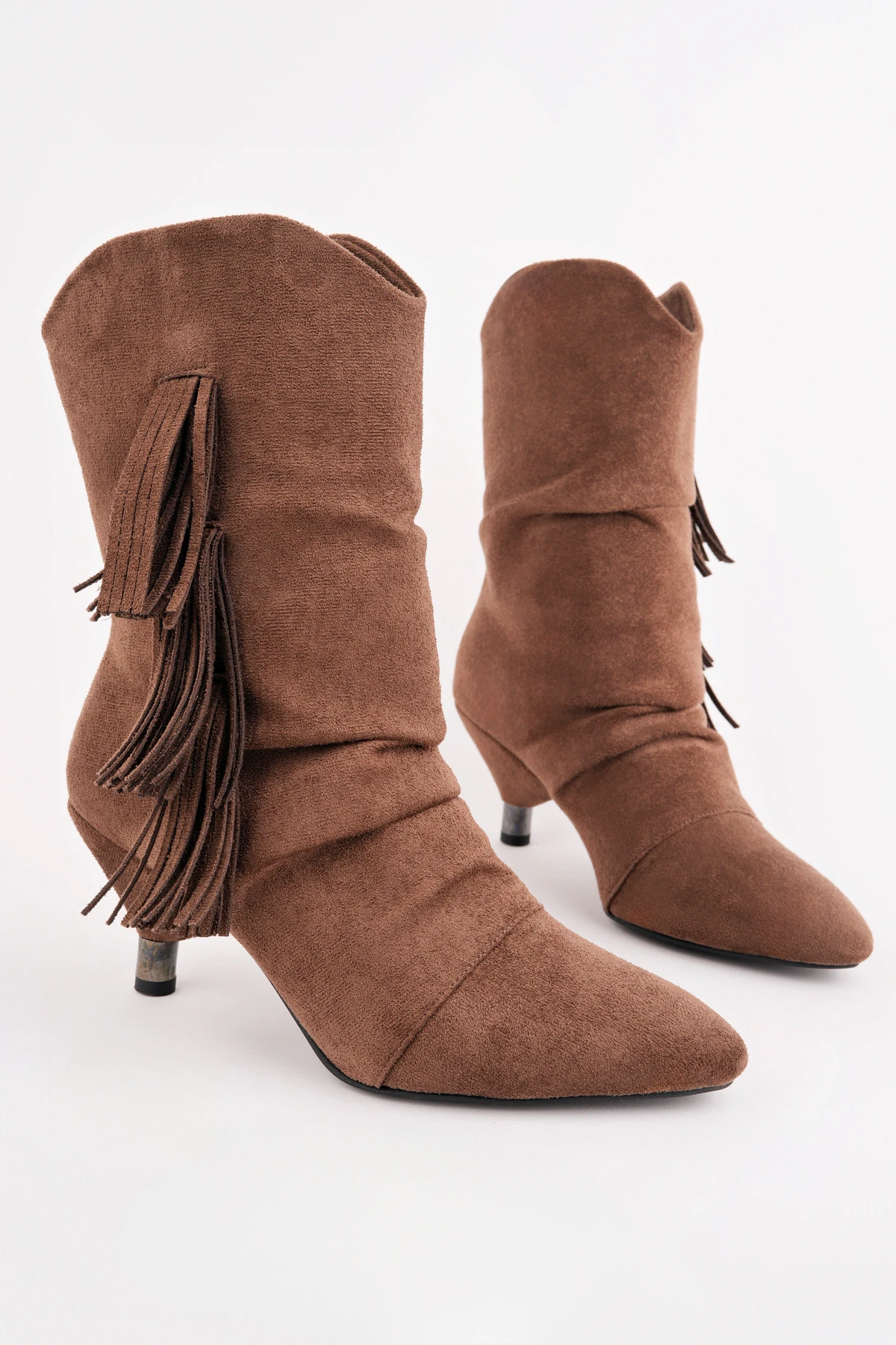 CNG-222 PÜskül Detaylı Kısa Çizme - KAHVE SÜET