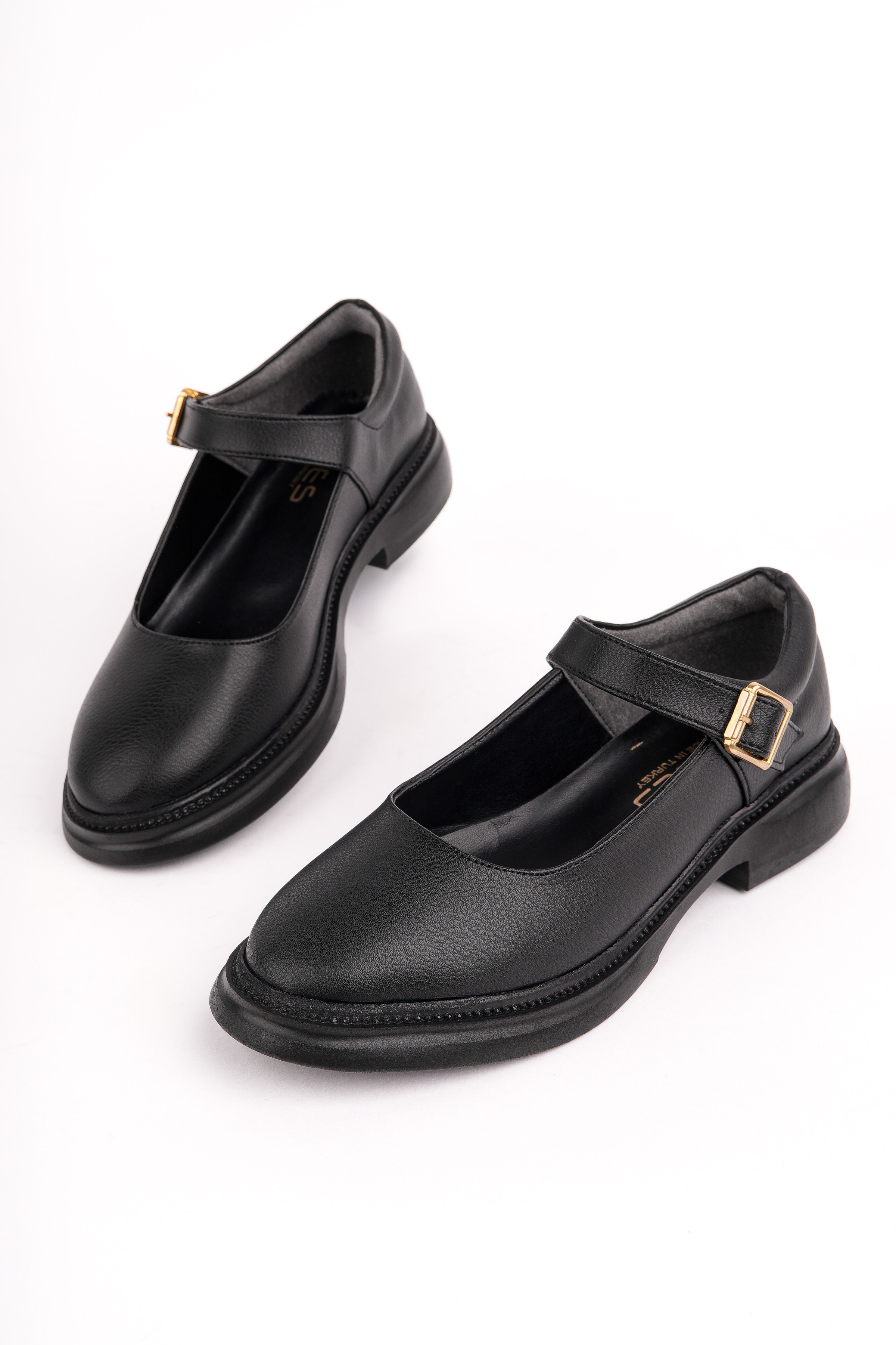 MHD-466 Kemerli Düz Taban Loafer - SİYAH