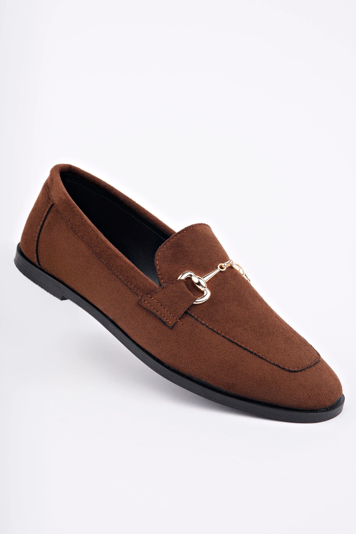 CNG-A3 Düz Taban Tokalı Babet - TABA SÜET