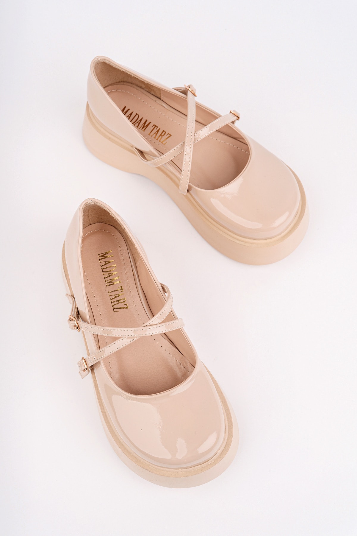 SMR-4021 İnce Kemer Kalın Taban Loafer - BEJ