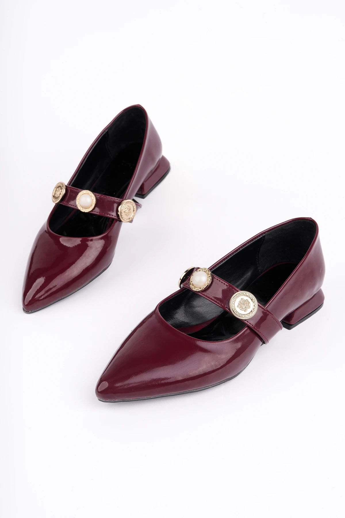 William İnci Tokalı Kemerli Babet - BORDO RUGAN