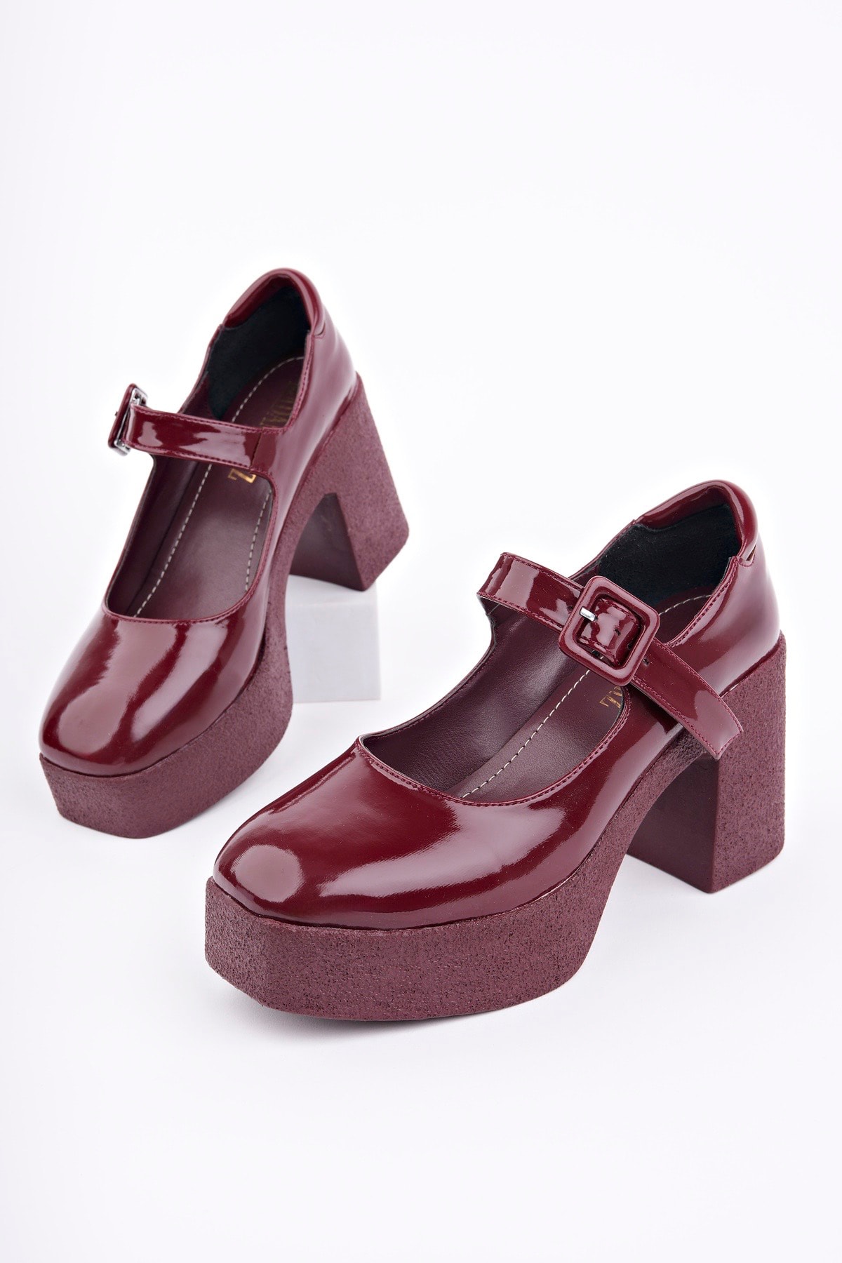 SMR-3262 Kalın Topuklu Loafer - BORDO RUGAN