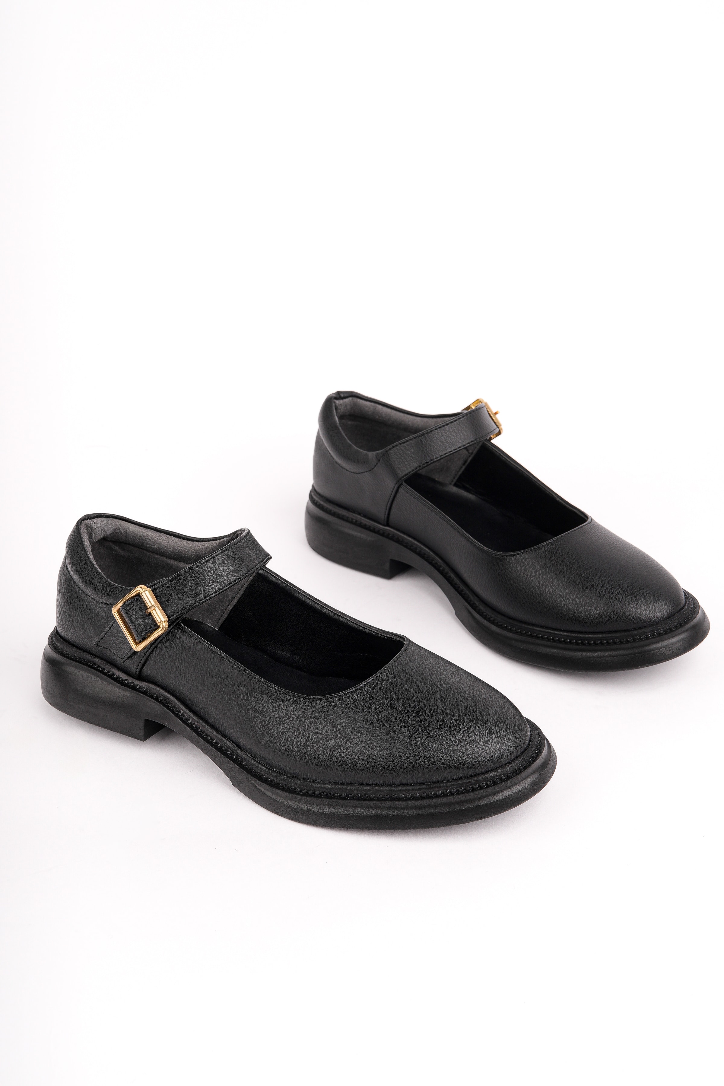 MHD-466 Kemerli Düz Taban Loafer - SİYAH
