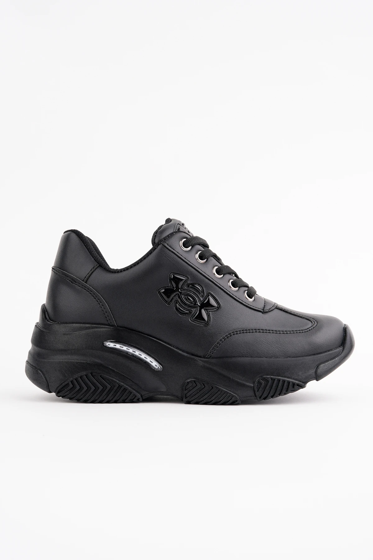 DNR-517 Kalın Taban Bağcıklı Spor - SİYAH