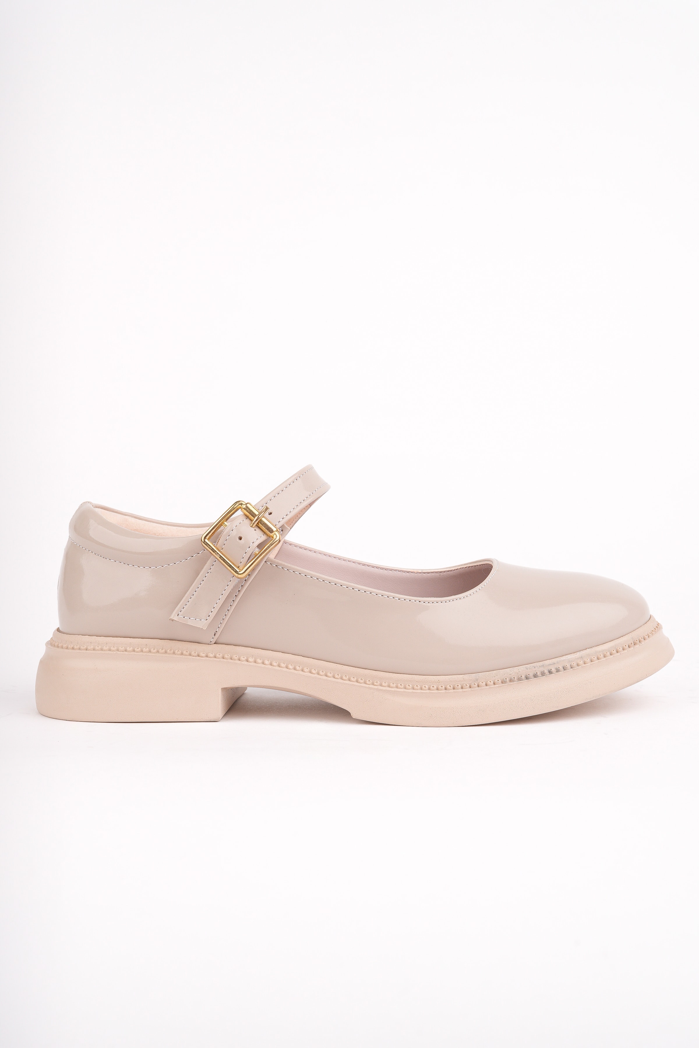 MHD-466 Kemerli Düz Taban Loafer - BEJ RUGAN