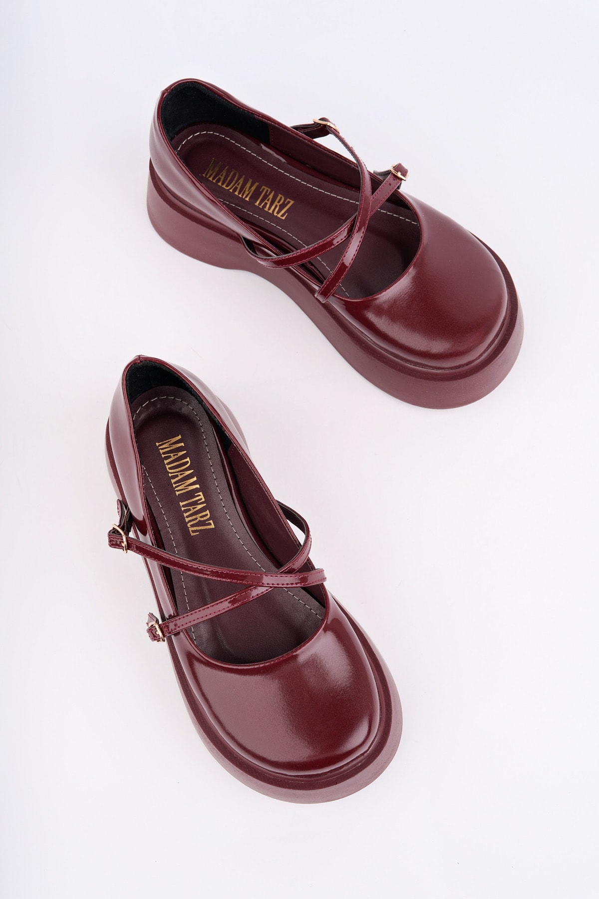 SMR-4021 İnce Kemer Kalın Taban Loafer - BORDO