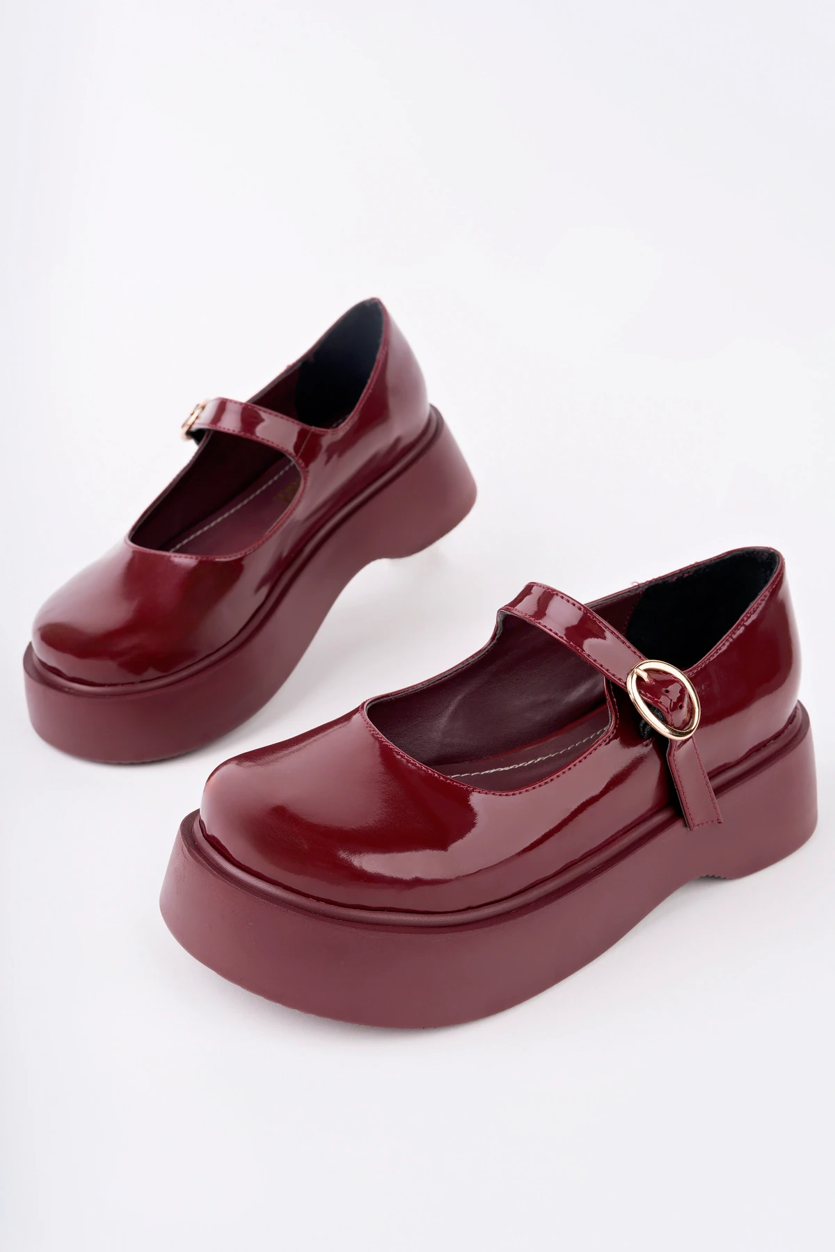 SMR-4022 Kemerli Kalın Taban Loafer - BORDO RUGAN