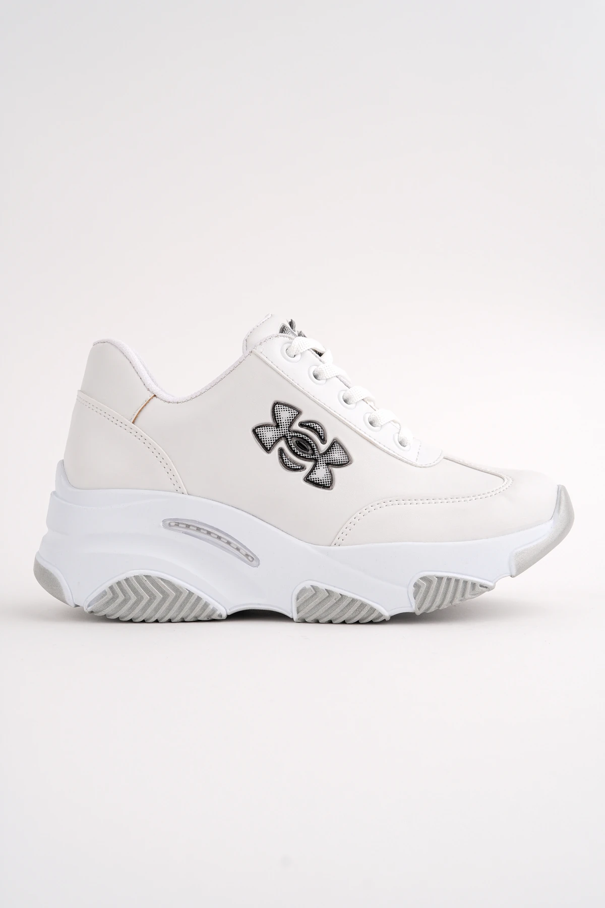 DNR-517 Kalın Taban Bağcıklı Spor - BEYAZ