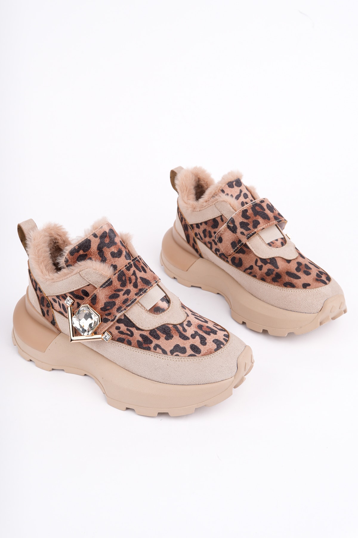 PRS-181 Cırtlı Toka Detaylı Spor - BEJ LEOPAR