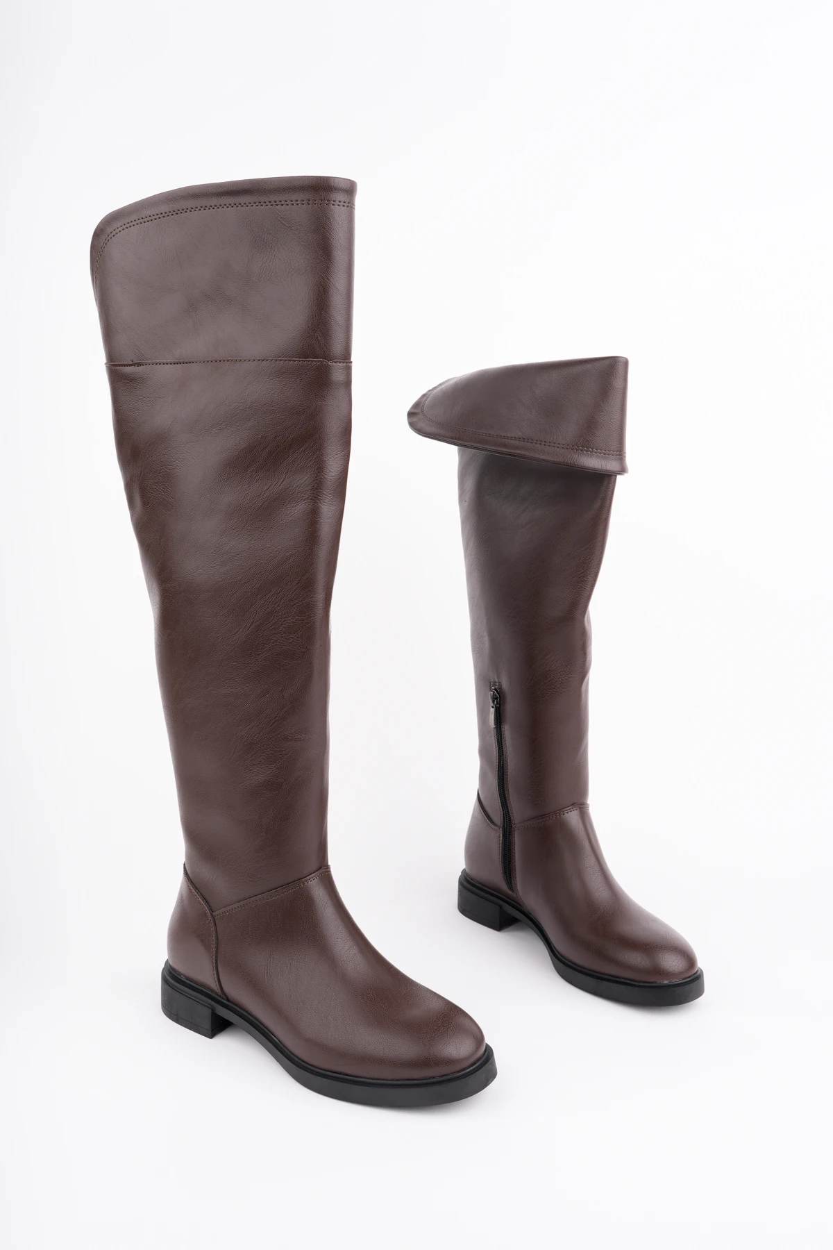 KCL-BR010 Fermualı Alçak Topuk Çzme - KAHVE