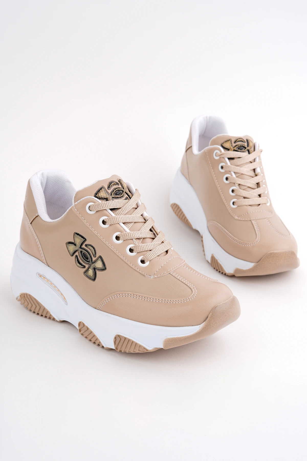 DNR-517 Kalın Taban Bağcıklı Spor - BEJ