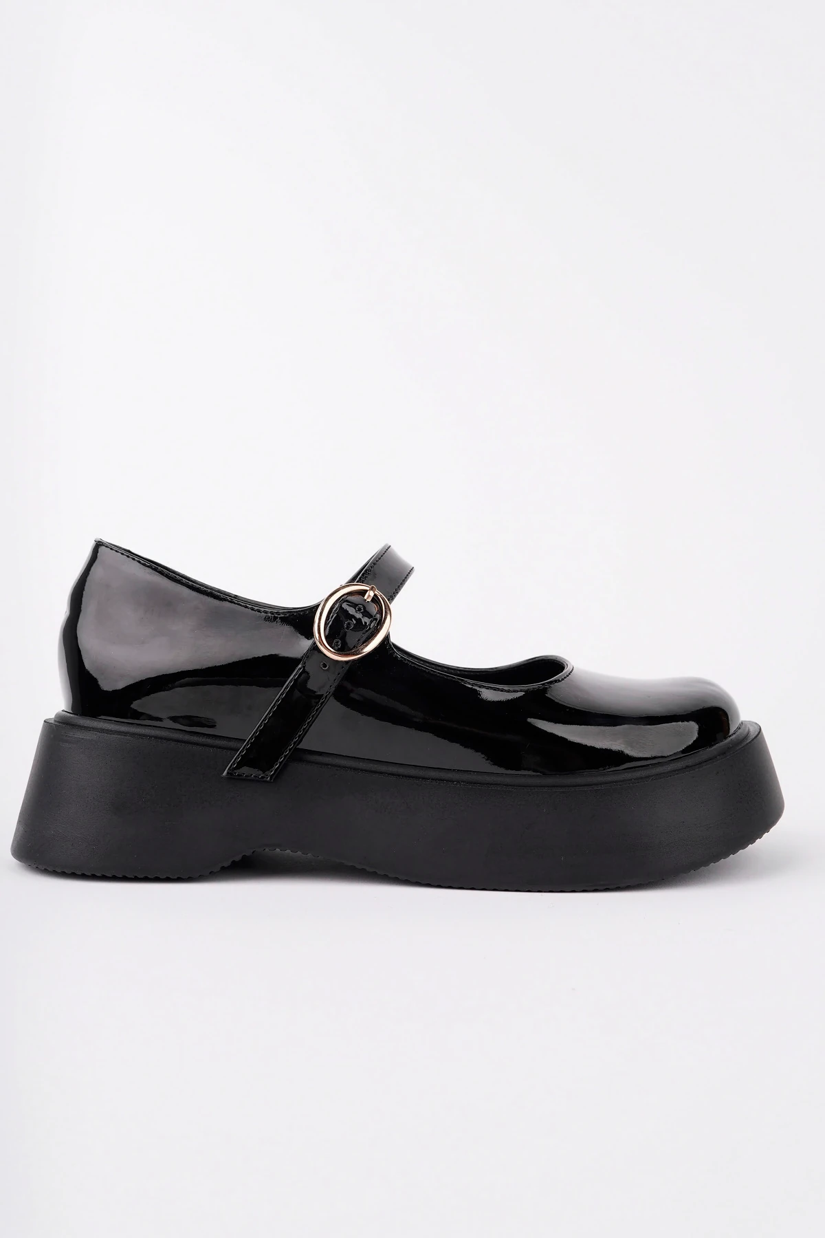 SMR-4022 Kemerli Kalın Taban Loafer - SİYAH RUGAN