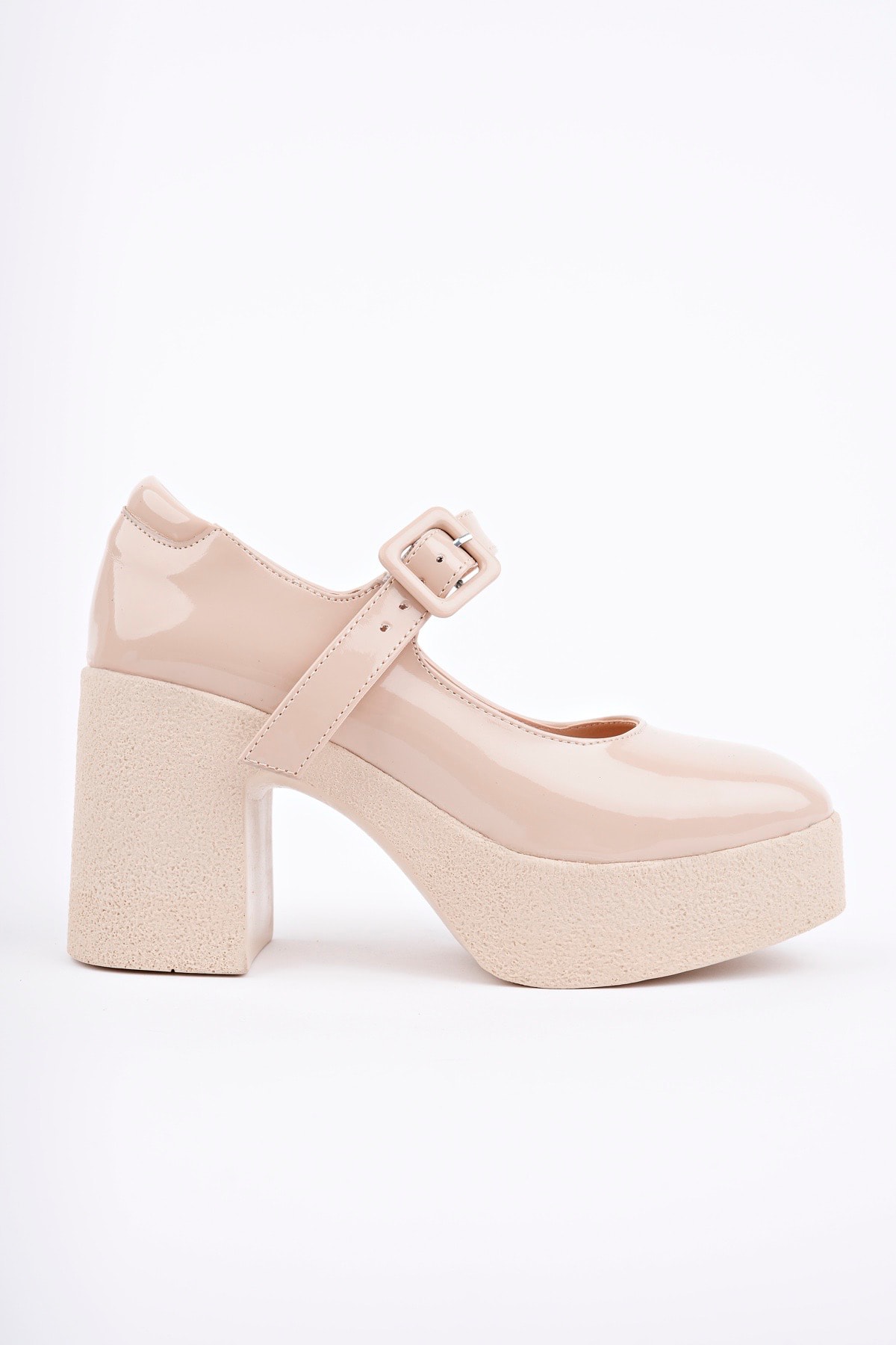 SMR-3262 Kalın Topuklu Loafer - BEJ RUGAN