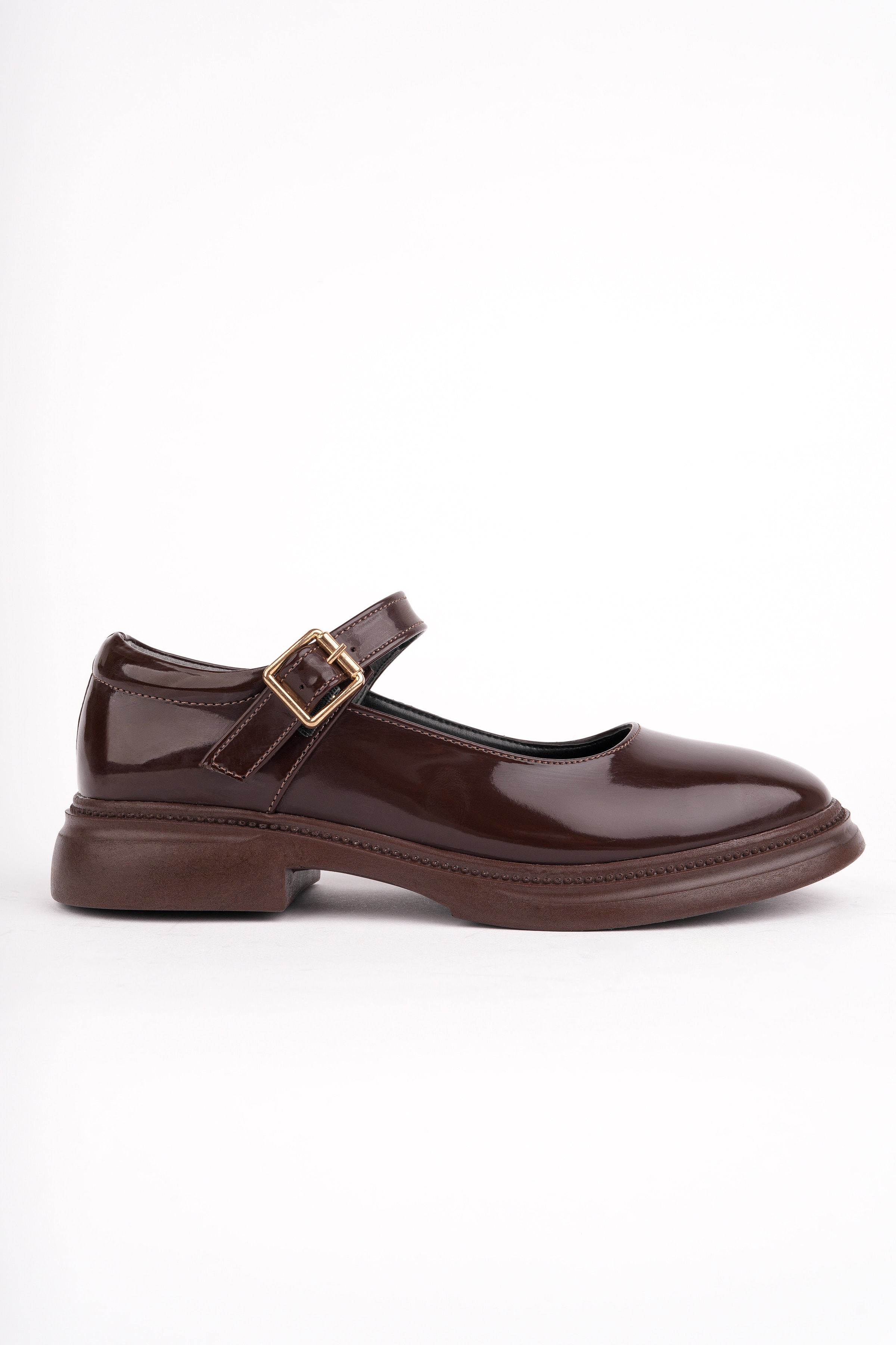 MHD-466 Kemerli Düz Taban Loafer - KAHVE RUGAN