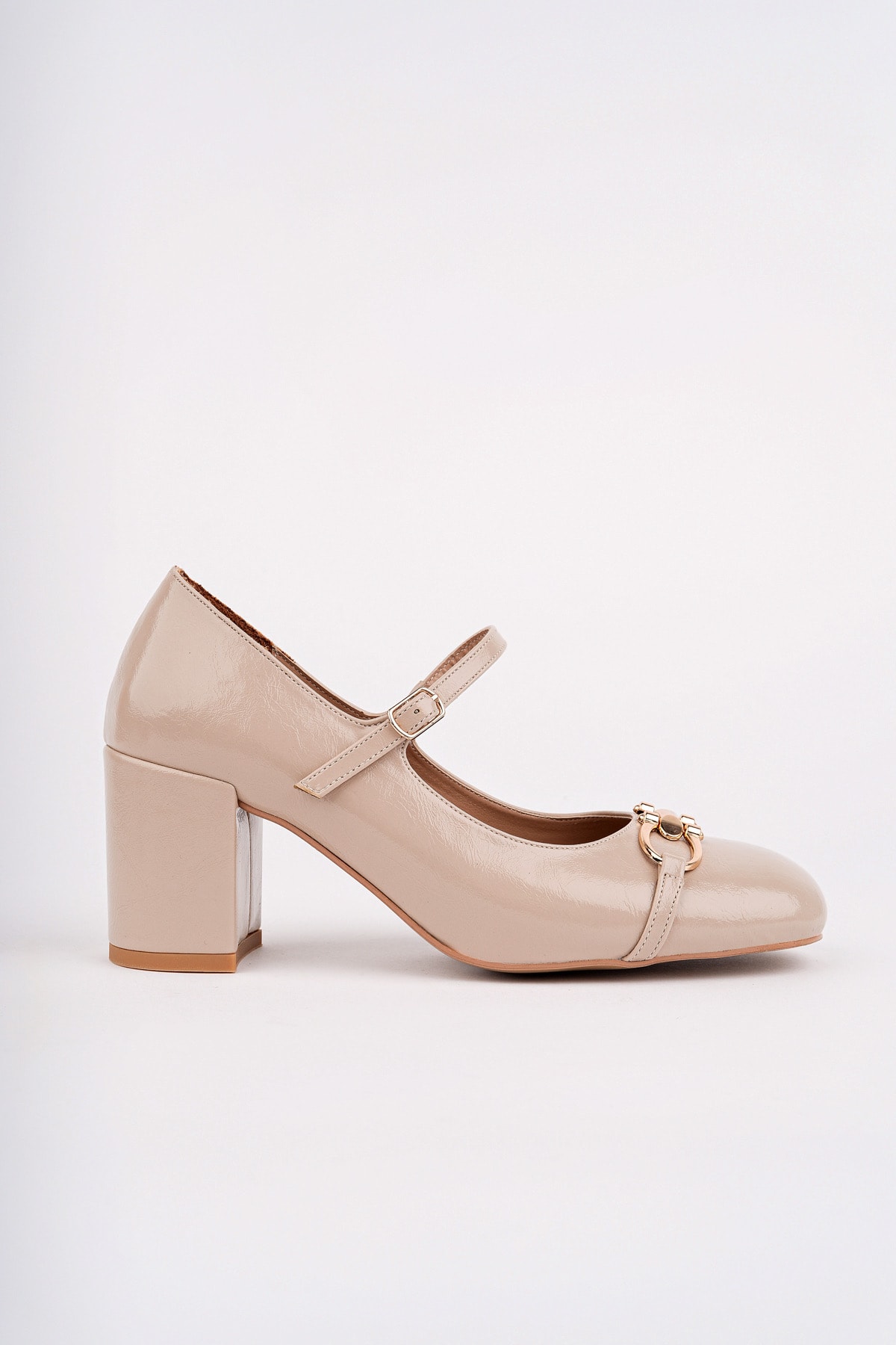 RCP-8803 Tokalı KalınTopuk Loafer - BEJ