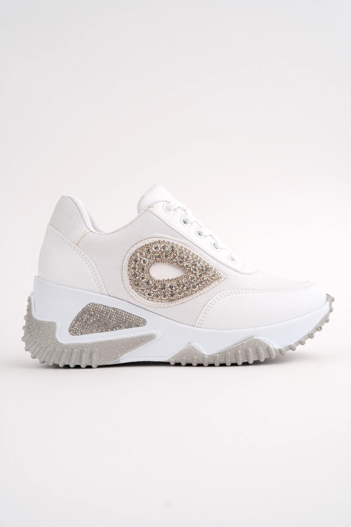 DNR-613 Kalın Taban Simli Taşlı Spor