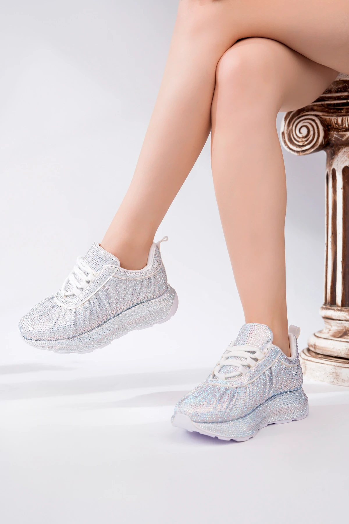 PRS-185-88 Kırışık Taşlı Düz Taban Spor